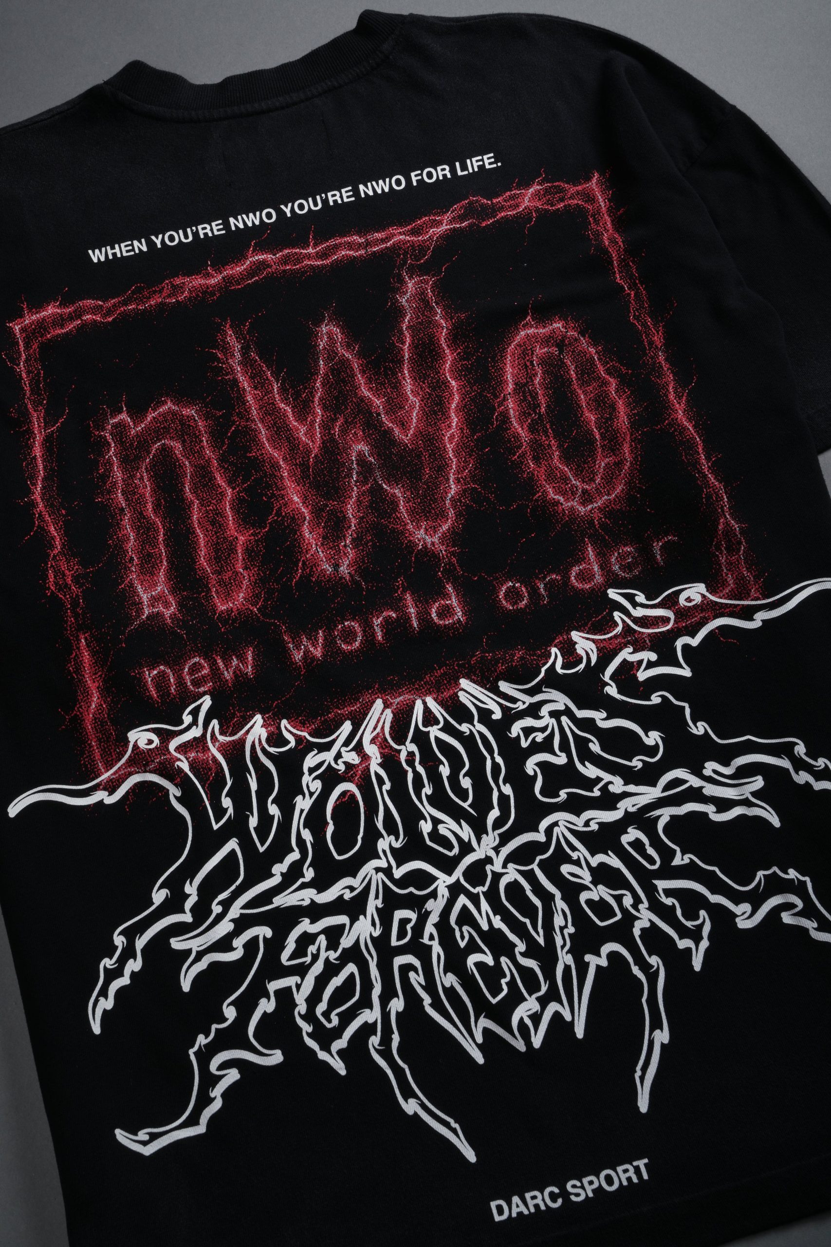 NWO Lightning Premium Oversized Tee in Black Drift Wash - Image 10