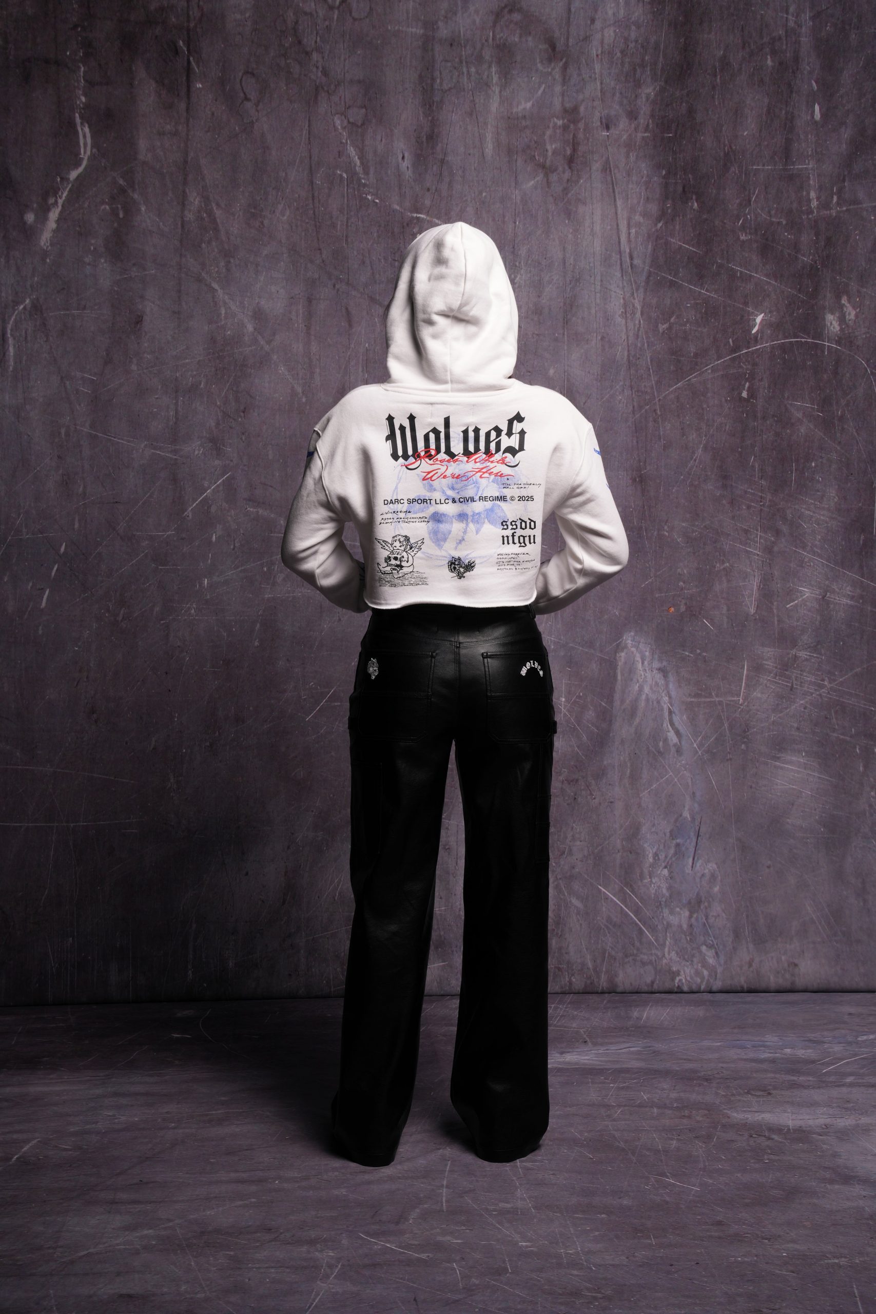 Infernal Bloom Pierce (Cropped) Hoodie in Cream - Image 2