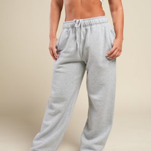 Cursive Wolves Premium Stripe Big Cozy Sweats in Heather Gray