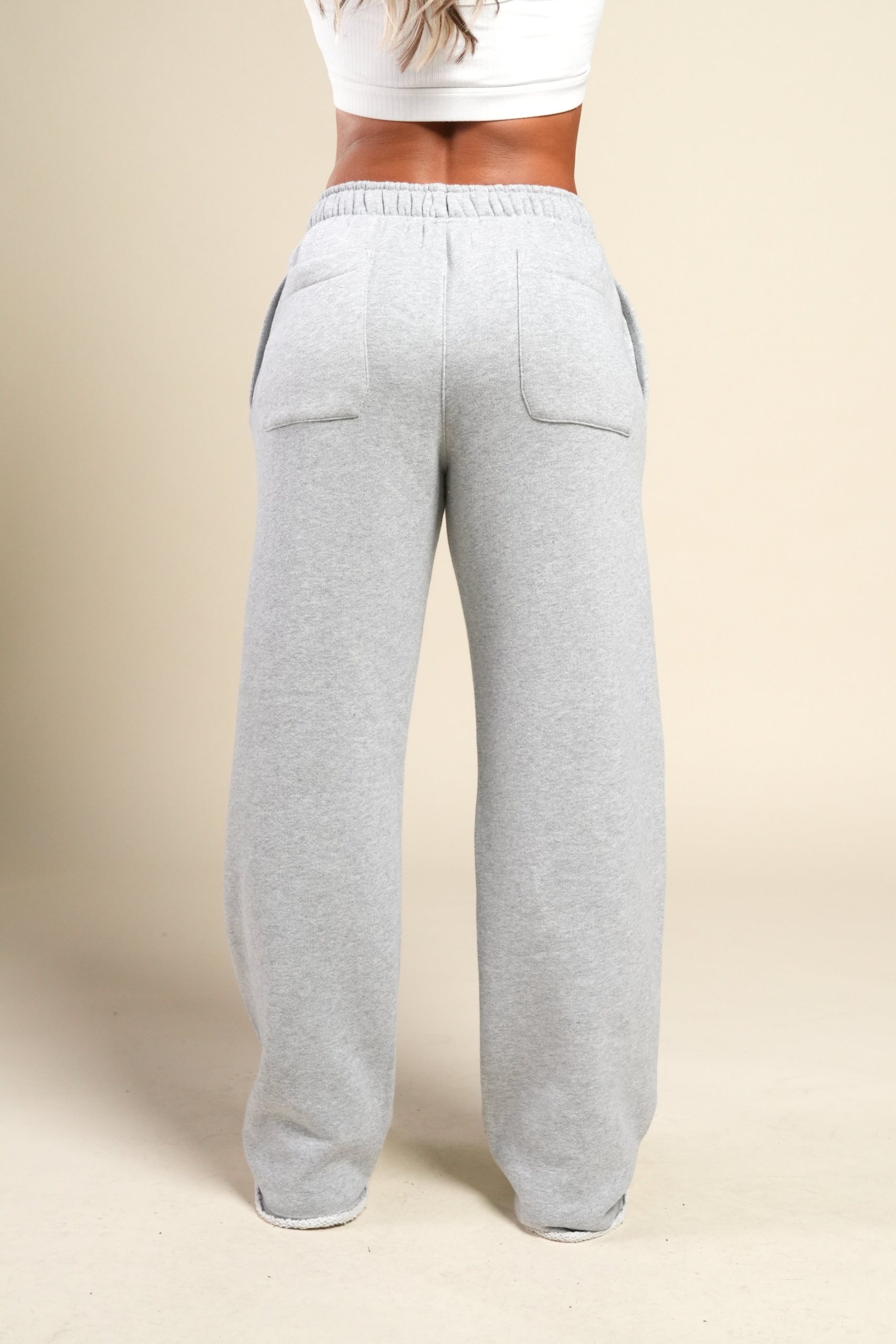 Cursive Wolves Premium Stripe Big Cozy Sweats in Heather Gray - Image 3