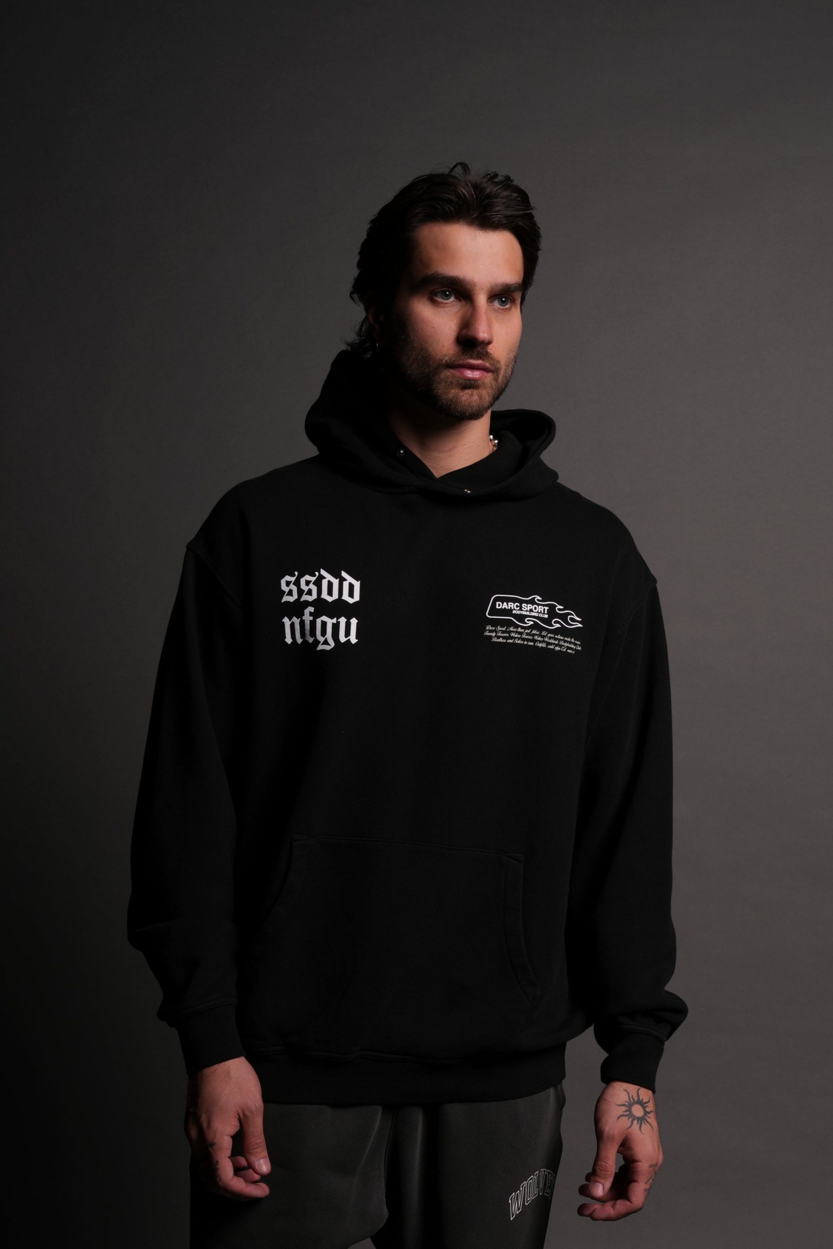 Three Wolves Pierce Hoodie in Black - Image 2