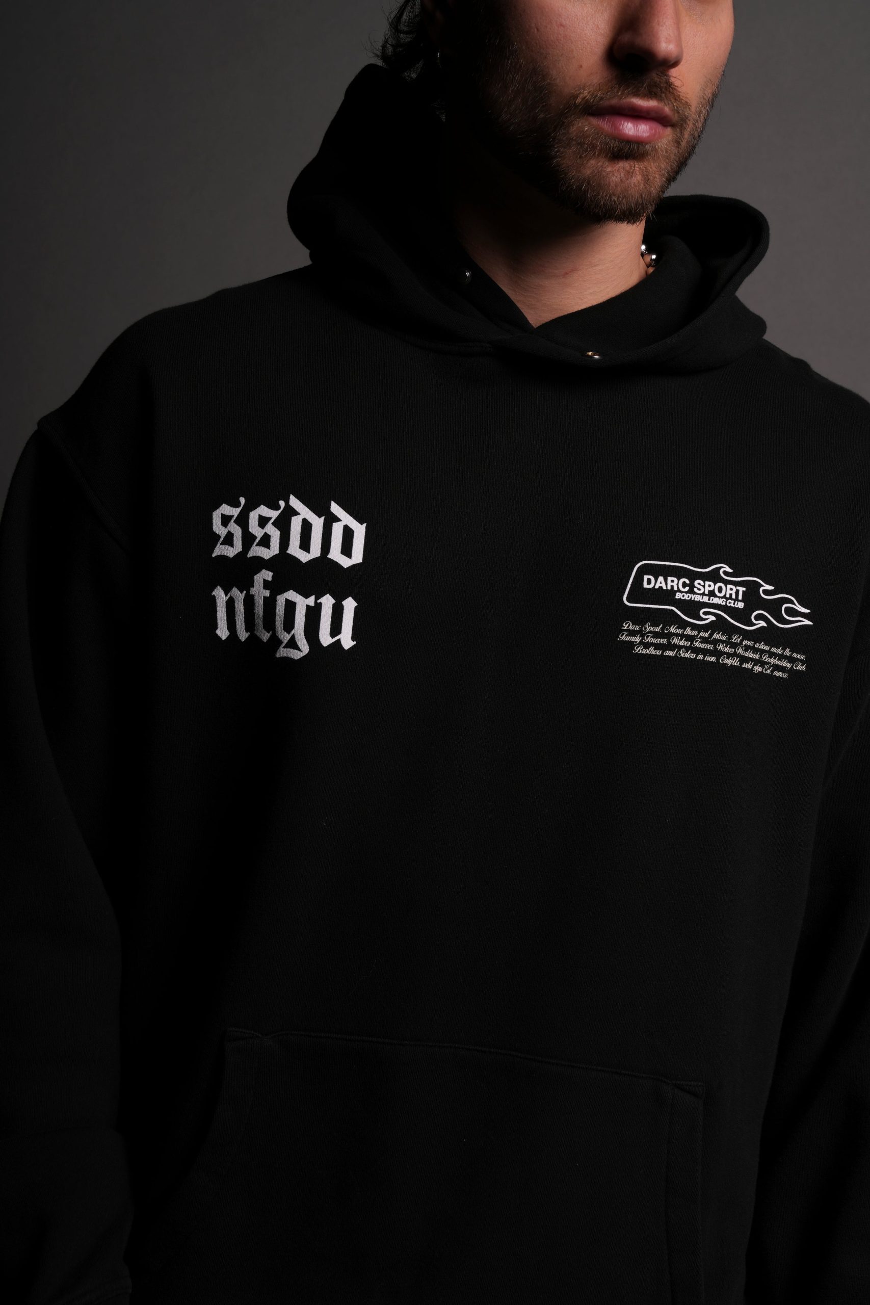 Three Wolves Pierce Hoodie in Black - Image 7