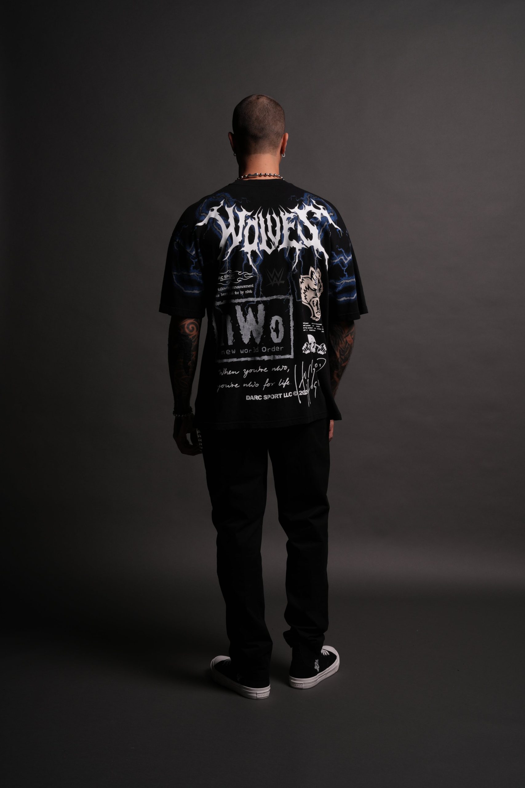 For Life Premium Oversized Tee in Black/Blue - Image 5