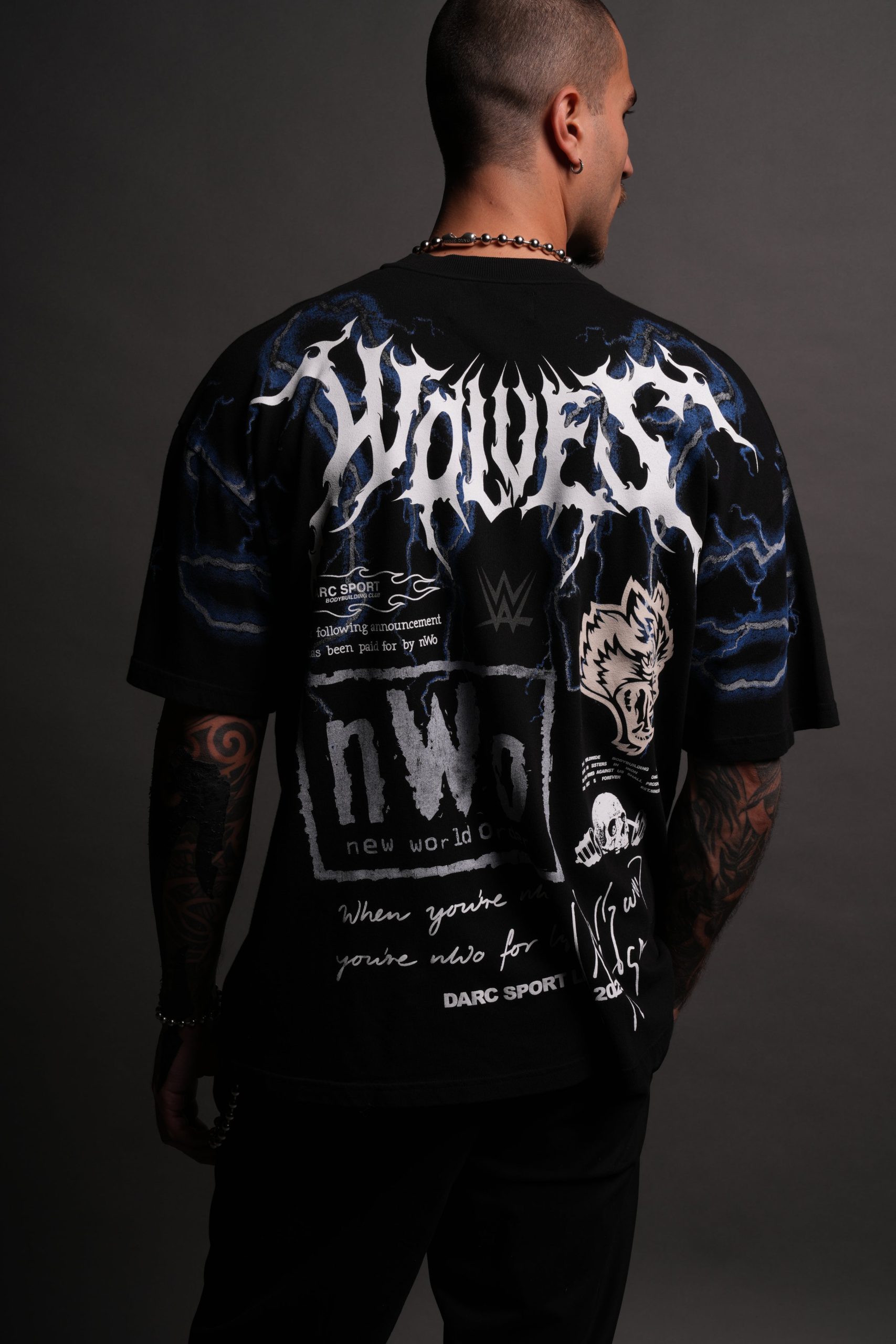 For Life Premium Oversized Tee in Black/Blue - Image 4