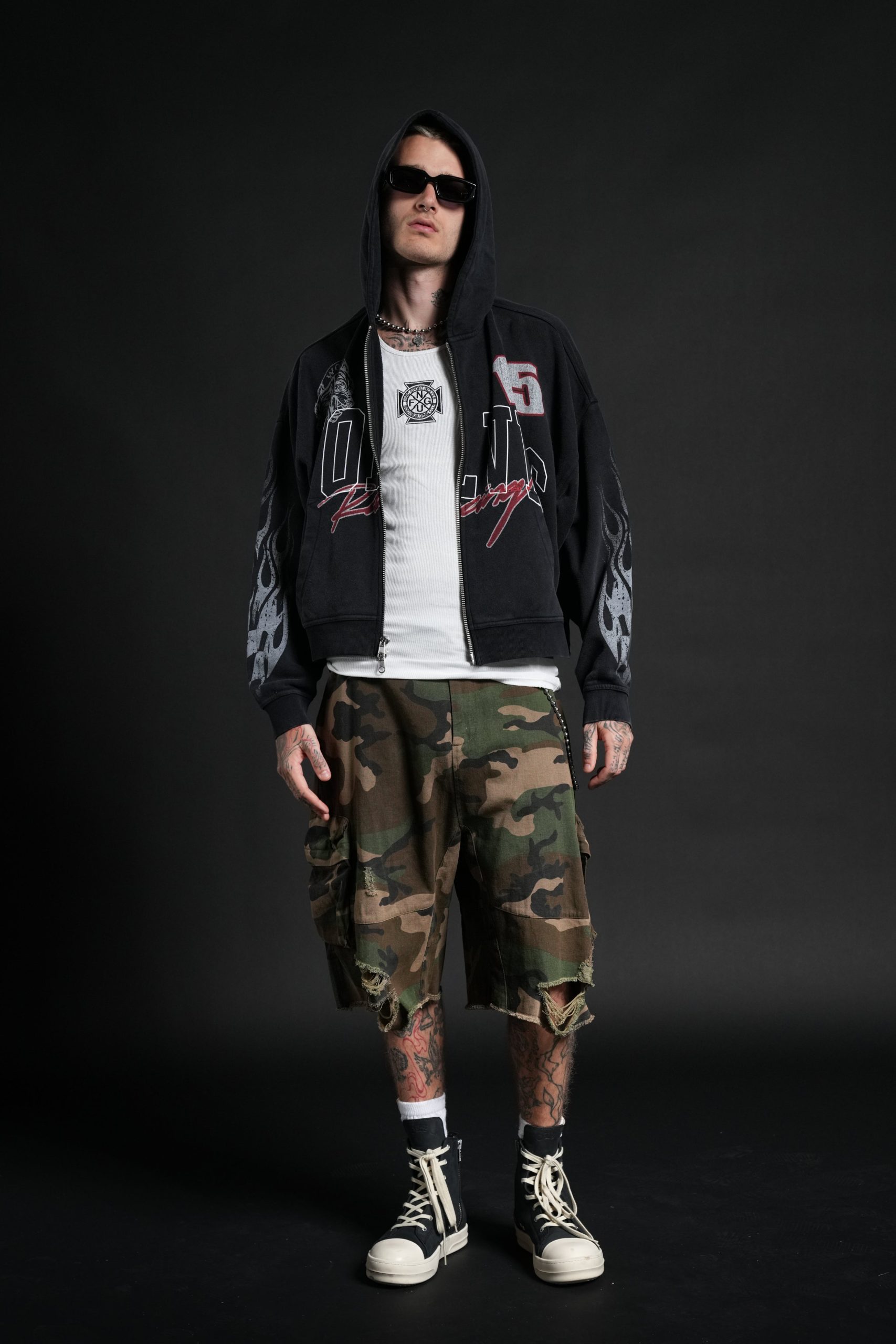 Race Inferno Vex Double Zip Hoodie in Black - Image 5