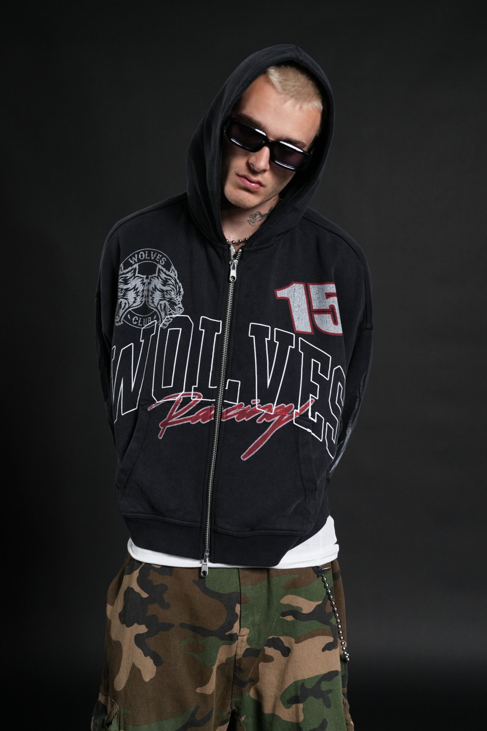 Race Inferno Vex Double Zip Hoodie in Black - Image 4