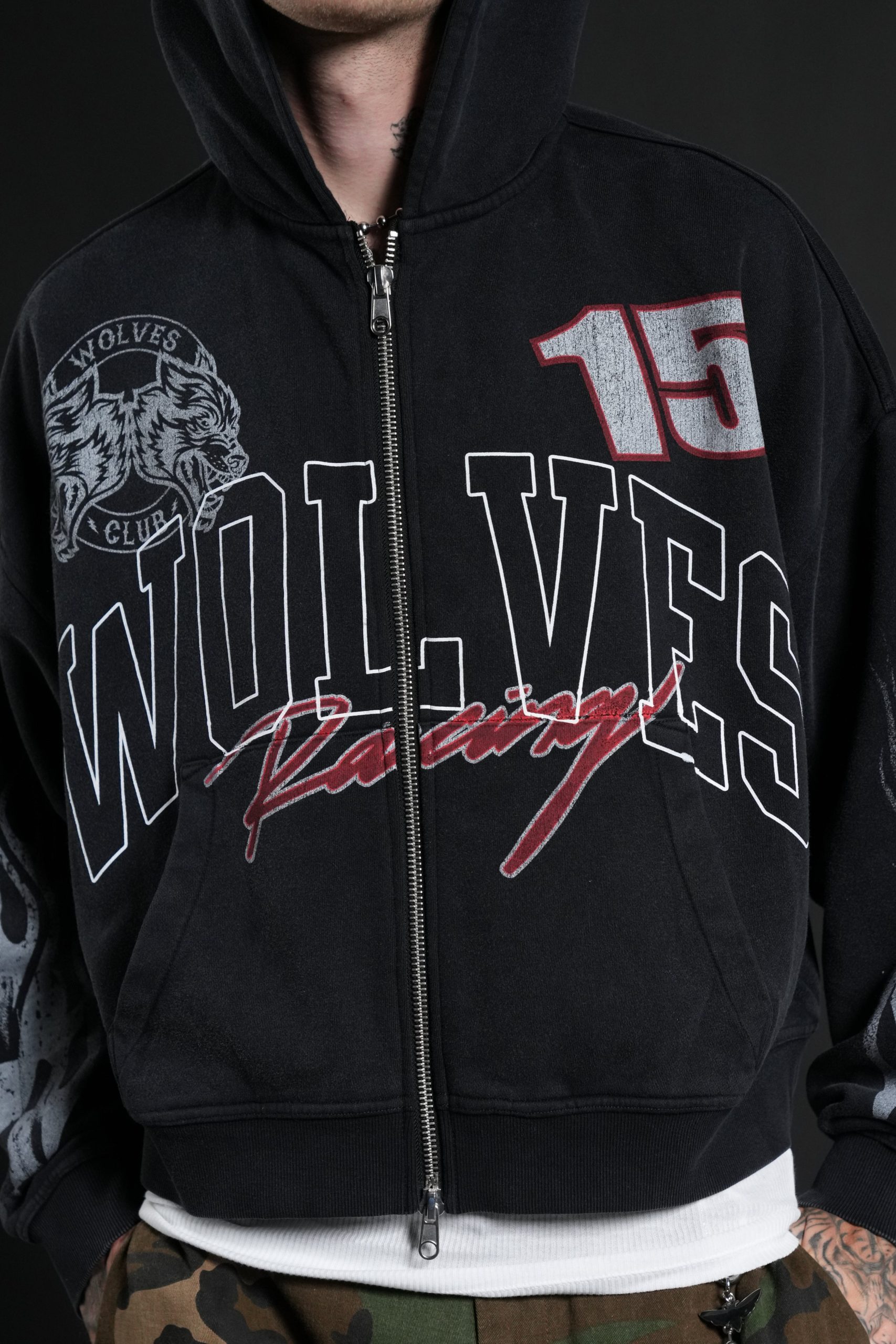 Race Inferno Vex Double Zip Hoodie in Black - Image 8