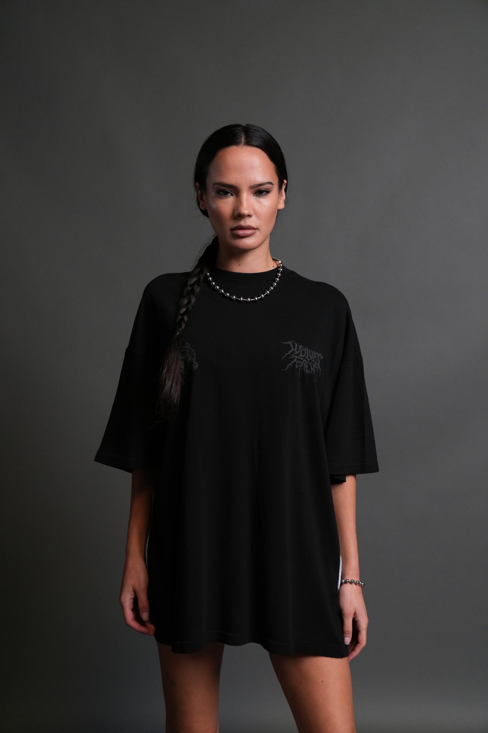 Dark Rage Side By Side Series Premium Oversized Tee in Black - Image 2