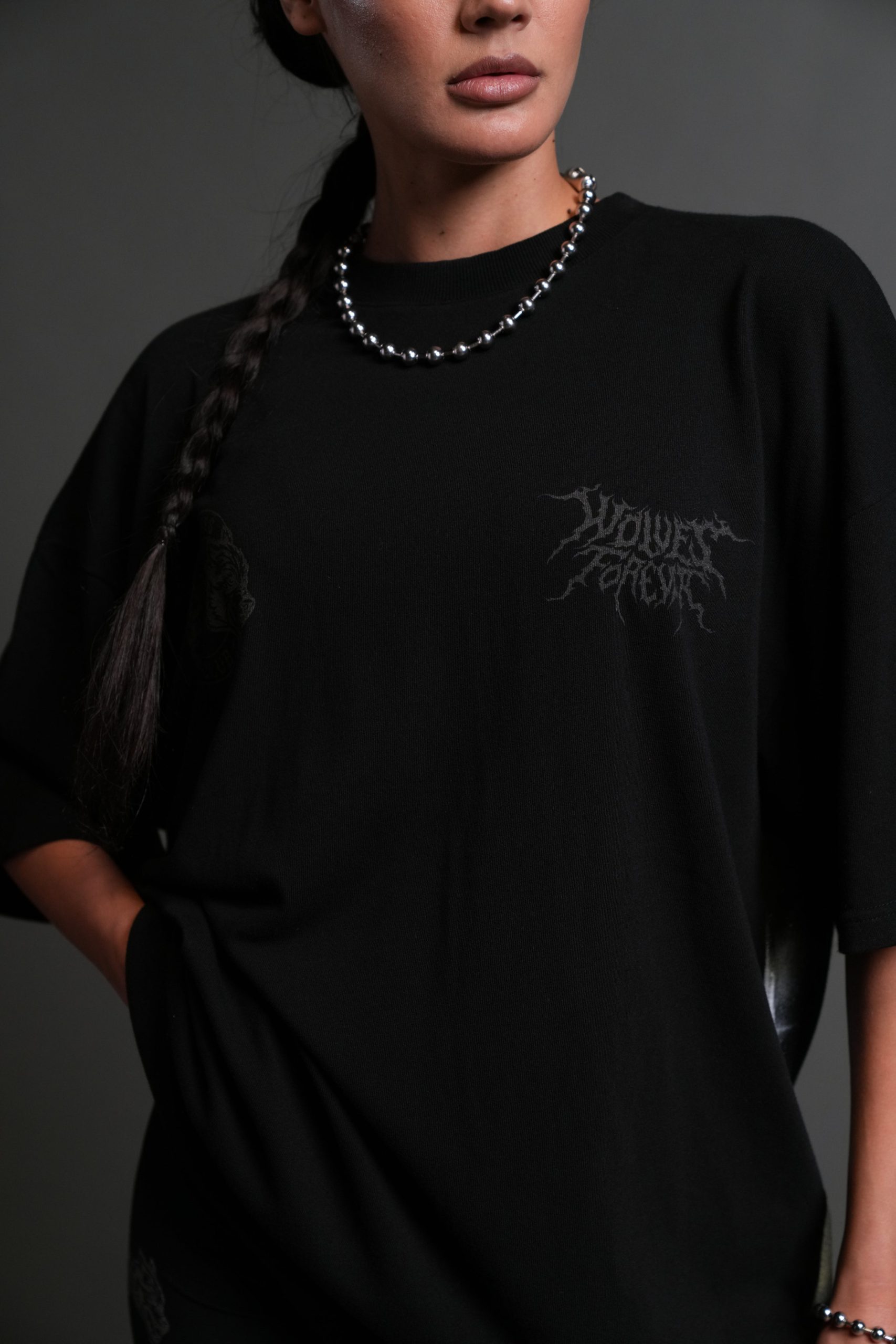 Dark Rage Side By Side Series Premium Oversized Tee in Black - Image 7