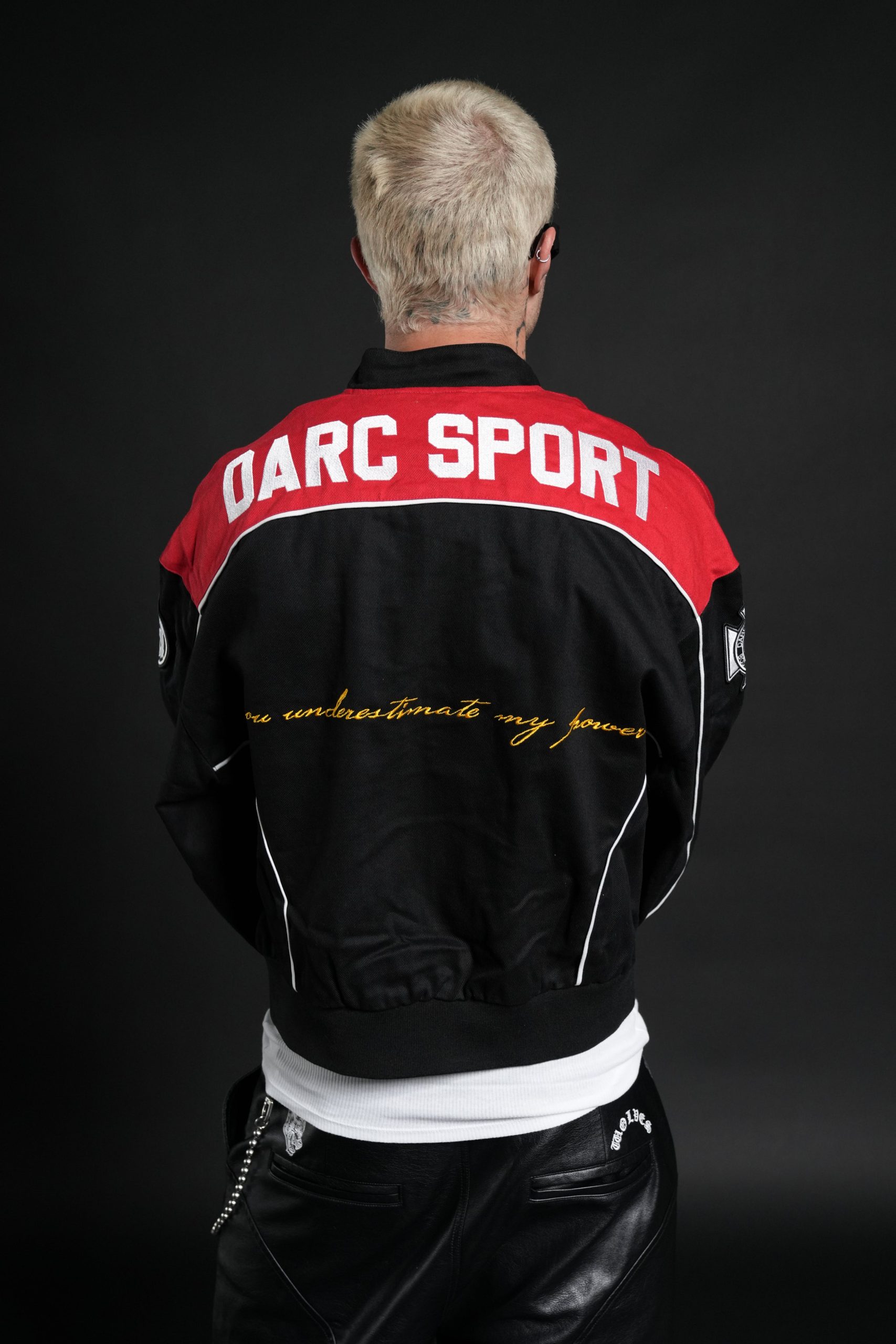 You Underestimate My Power Grit Road Racing Jacket in Black/Red - Image 2