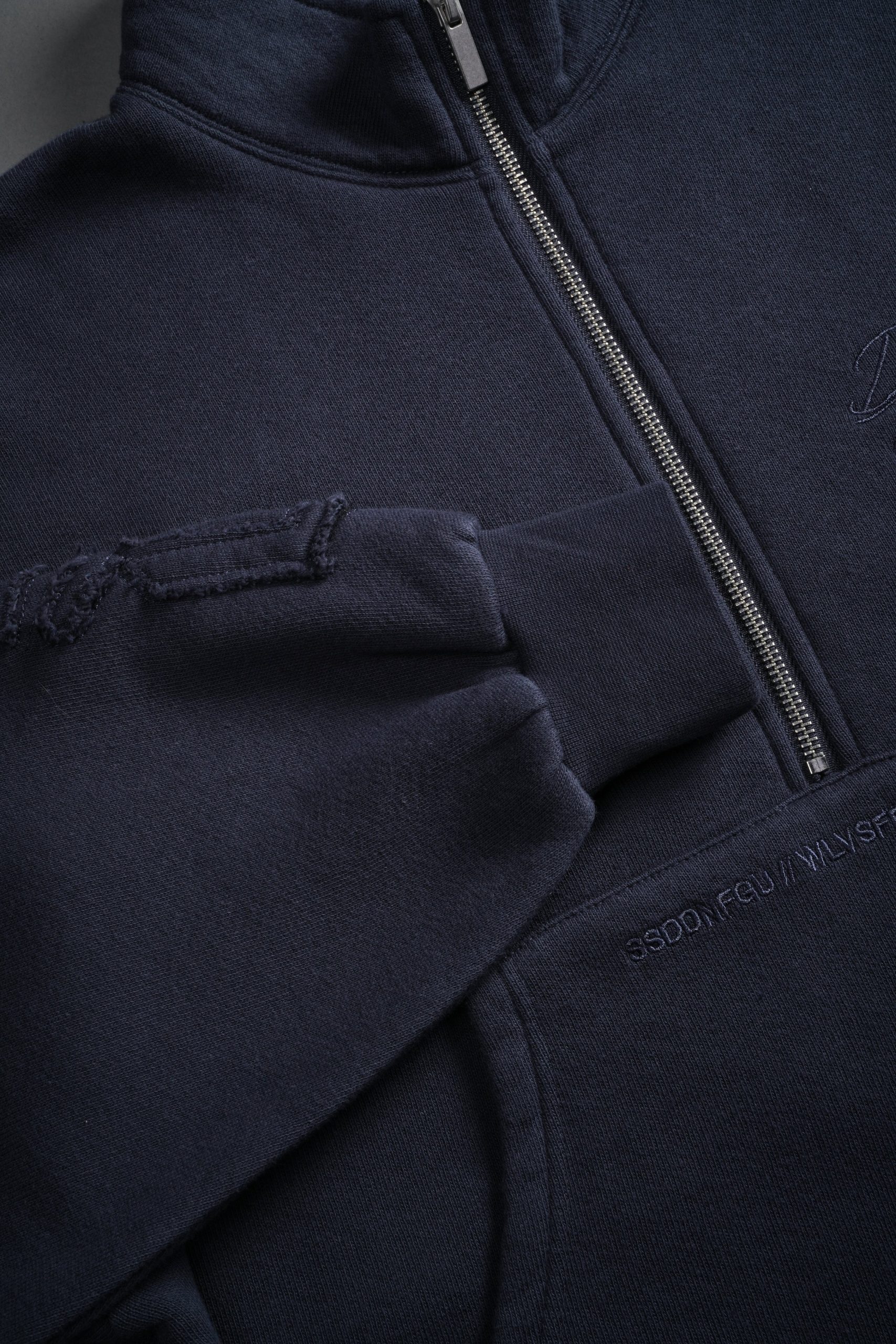 Our Mantra Appliqué Oversized Everson Mockneck in Midnight Blue - Image 7