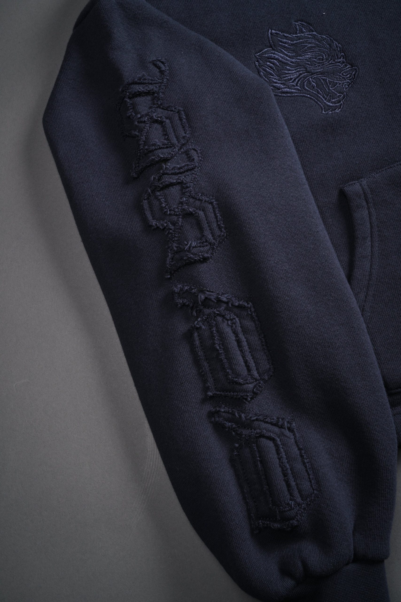 Our Mantra Appliqué Oversized Everson Mockneck in Midnight Blue - Image 8