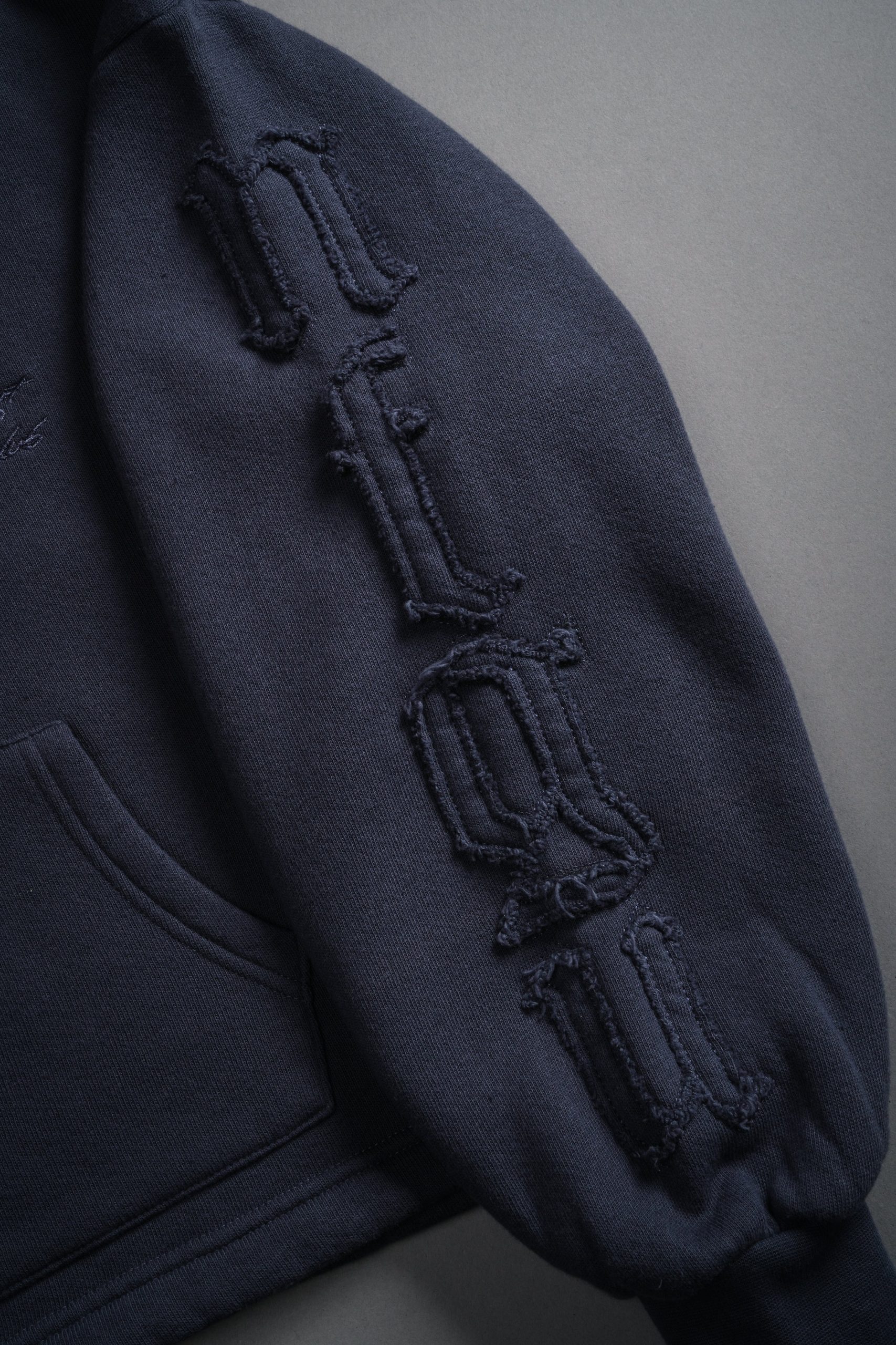 Our Mantra Appliqu?? Oversized Everson Mockneck in Midnight Blue - Image 9