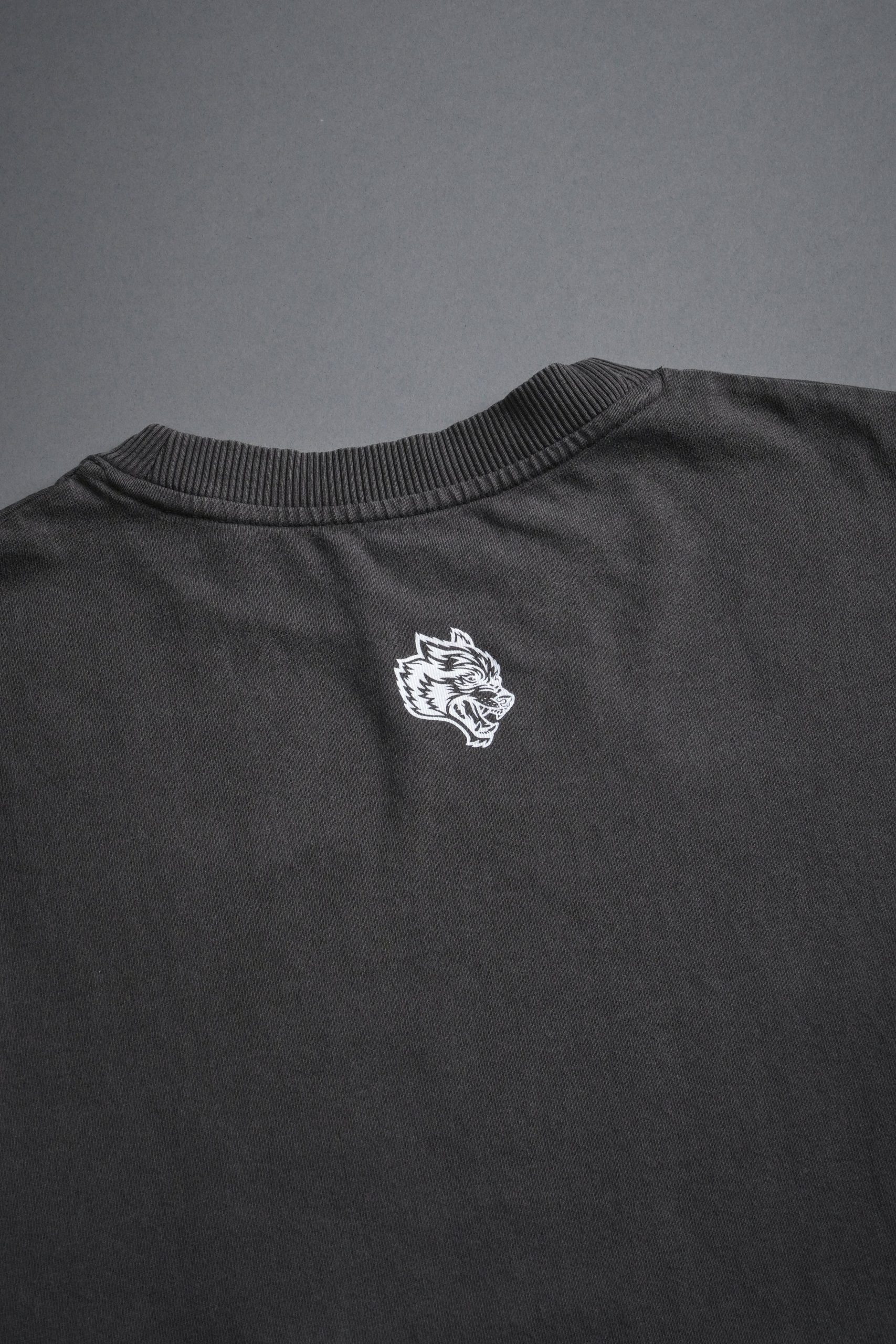 Awakened Power Grunge Mid Length Raw Hem Tee in Wolf Gray - Image 4