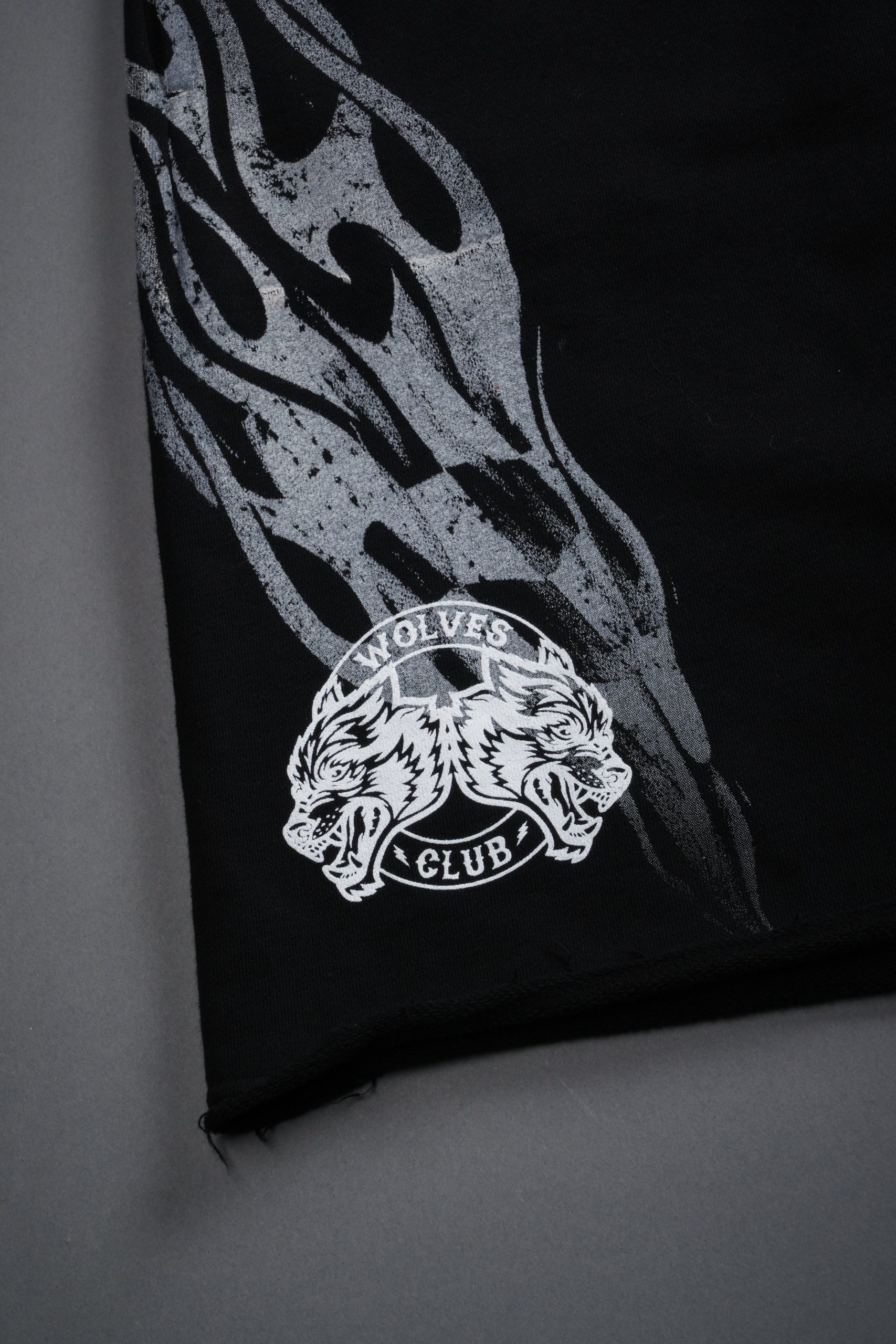Race Inferno Grunge Oversized Raw Hem Post Lounge Sweat Shorts in Black - Image 4