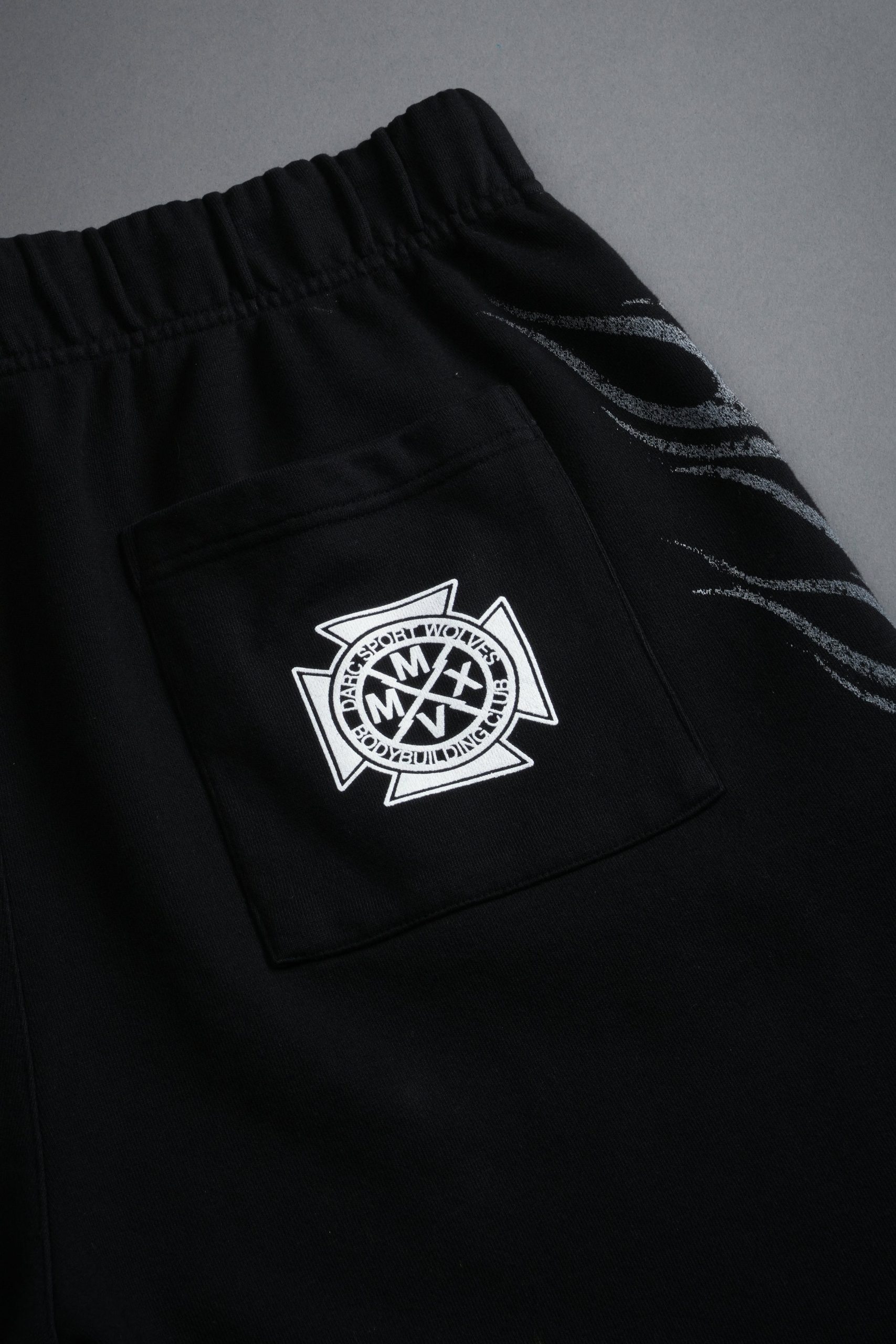 Race Inferno Grunge Oversized Raw Hem Post Lounge Sweat Shorts in Black - Image 6