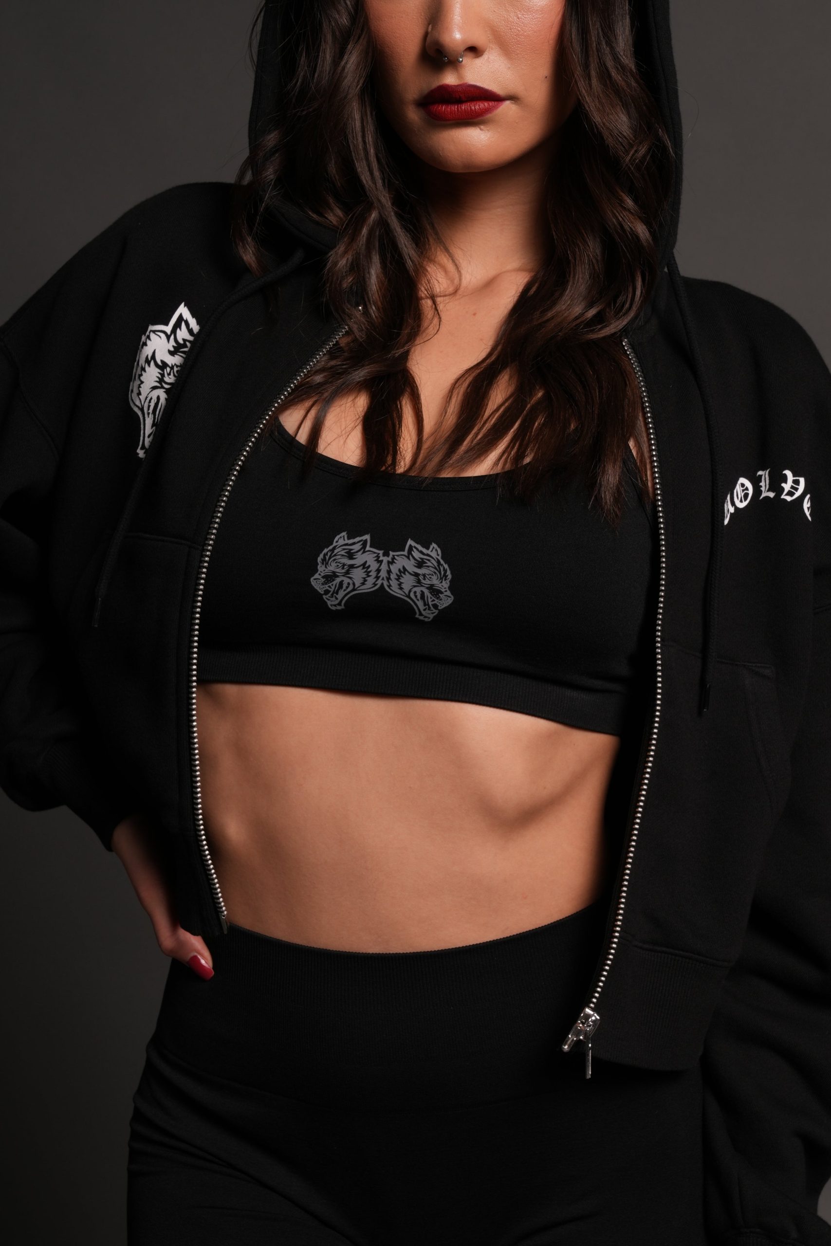 Los Cherub Distressed Grunge Mid Length Raw Hem Zip Hoodie in Black - Image 13