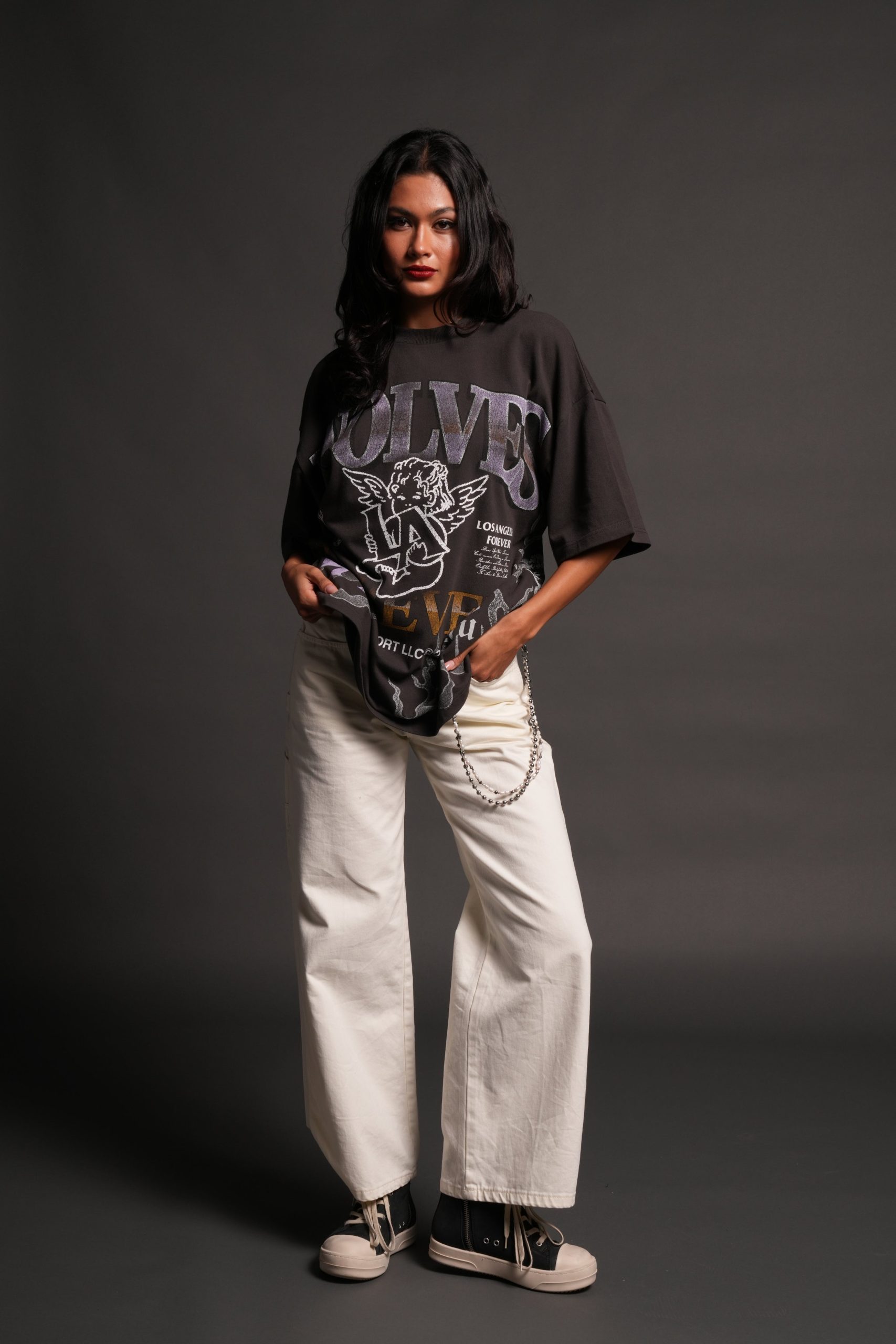 La Heritage Premium Oversized Tee in Wolf Gray - Image 5