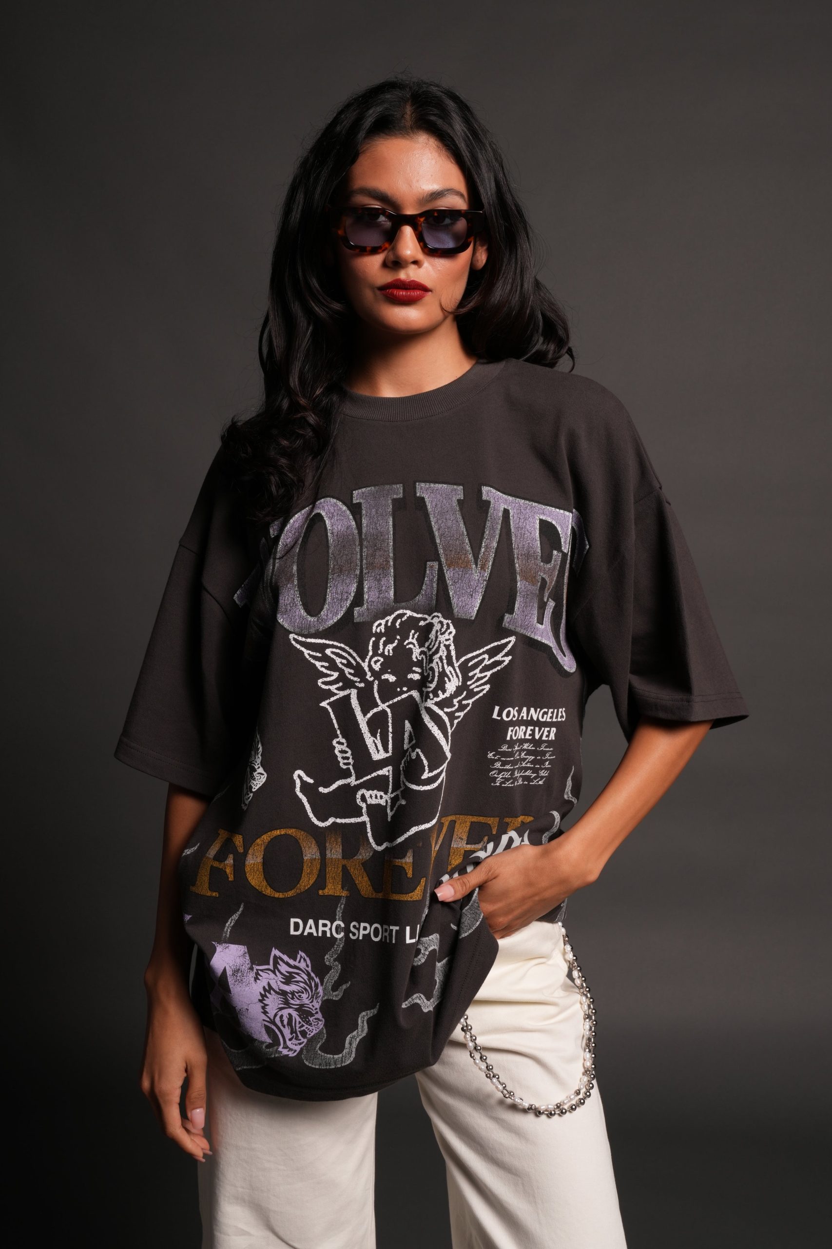La Heritage Premium Oversized Tee in Wolf Gray - Image 4