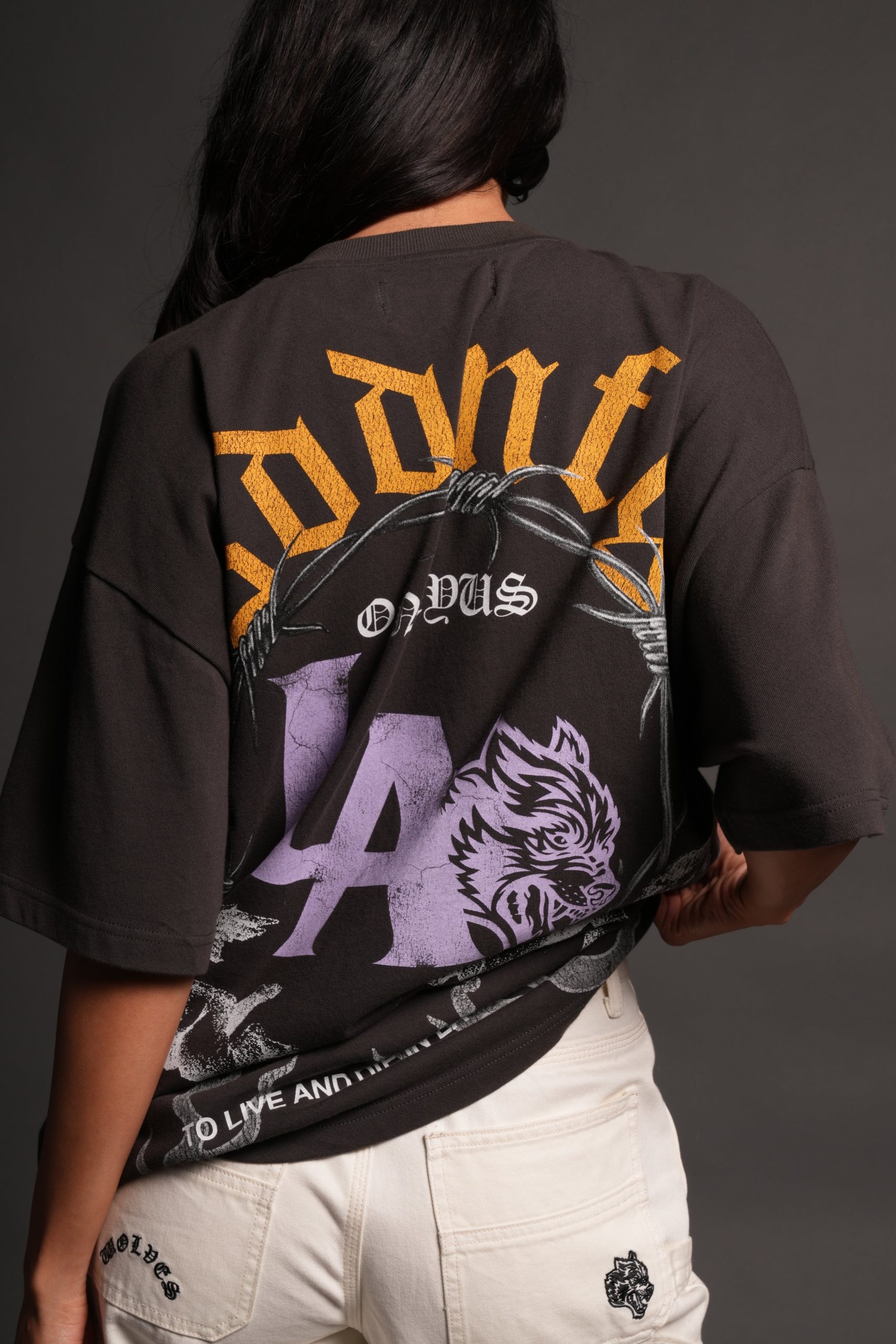 La Heritage Premium Oversized Tee in Wolf Gray - Image 8