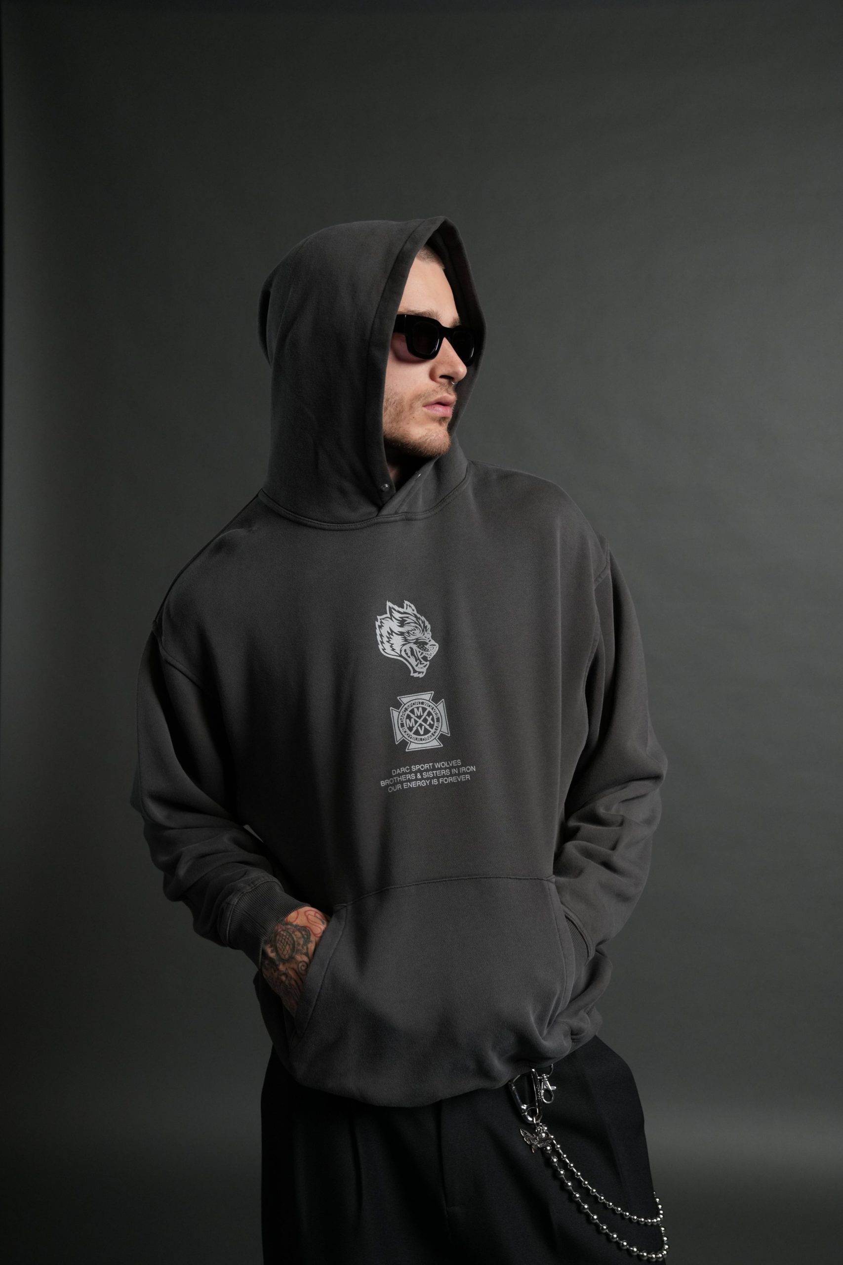 Ashes of the Dark V2 Pierce Hoodie in Wolf Gray Drift Wash - Image 2