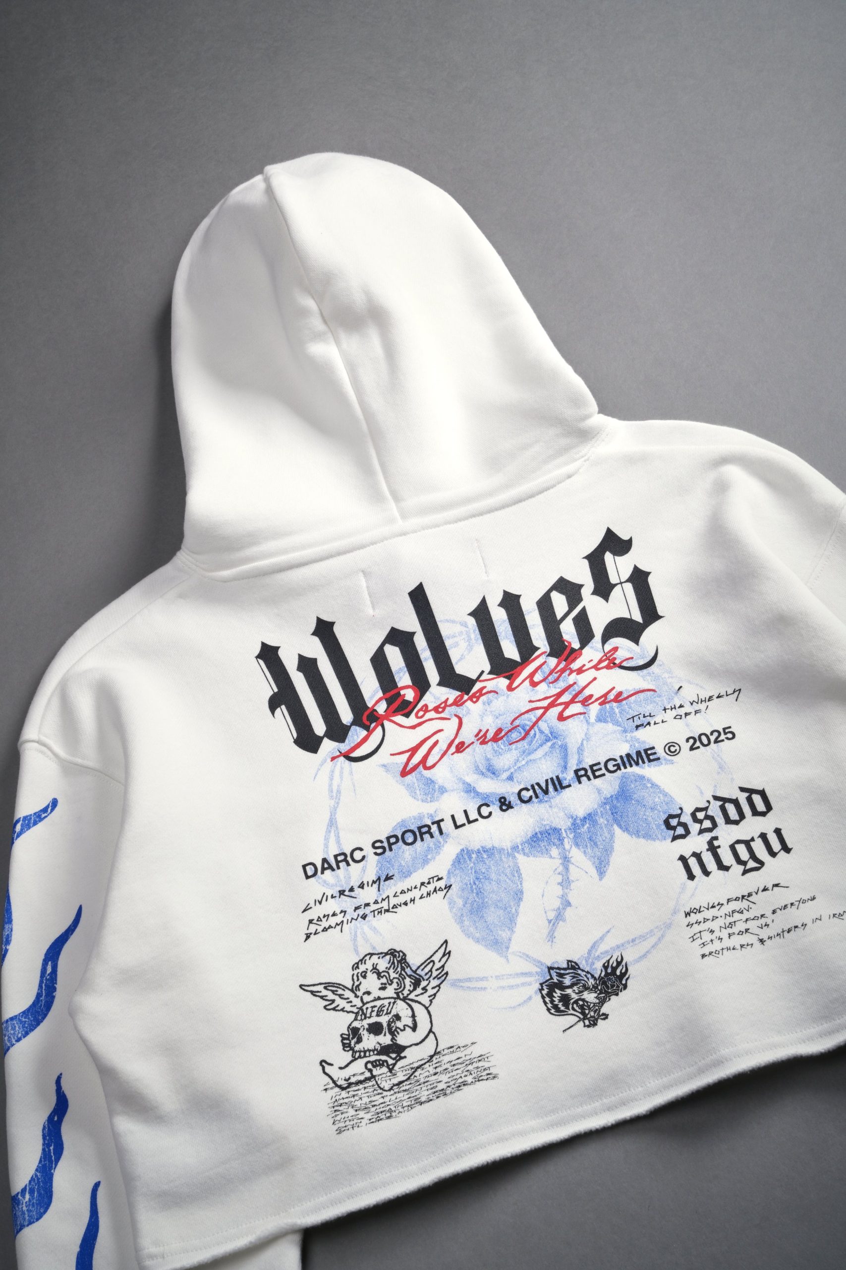 Infernal Bloom Pierce (Cropped) Hoodie in Cream - Image 8