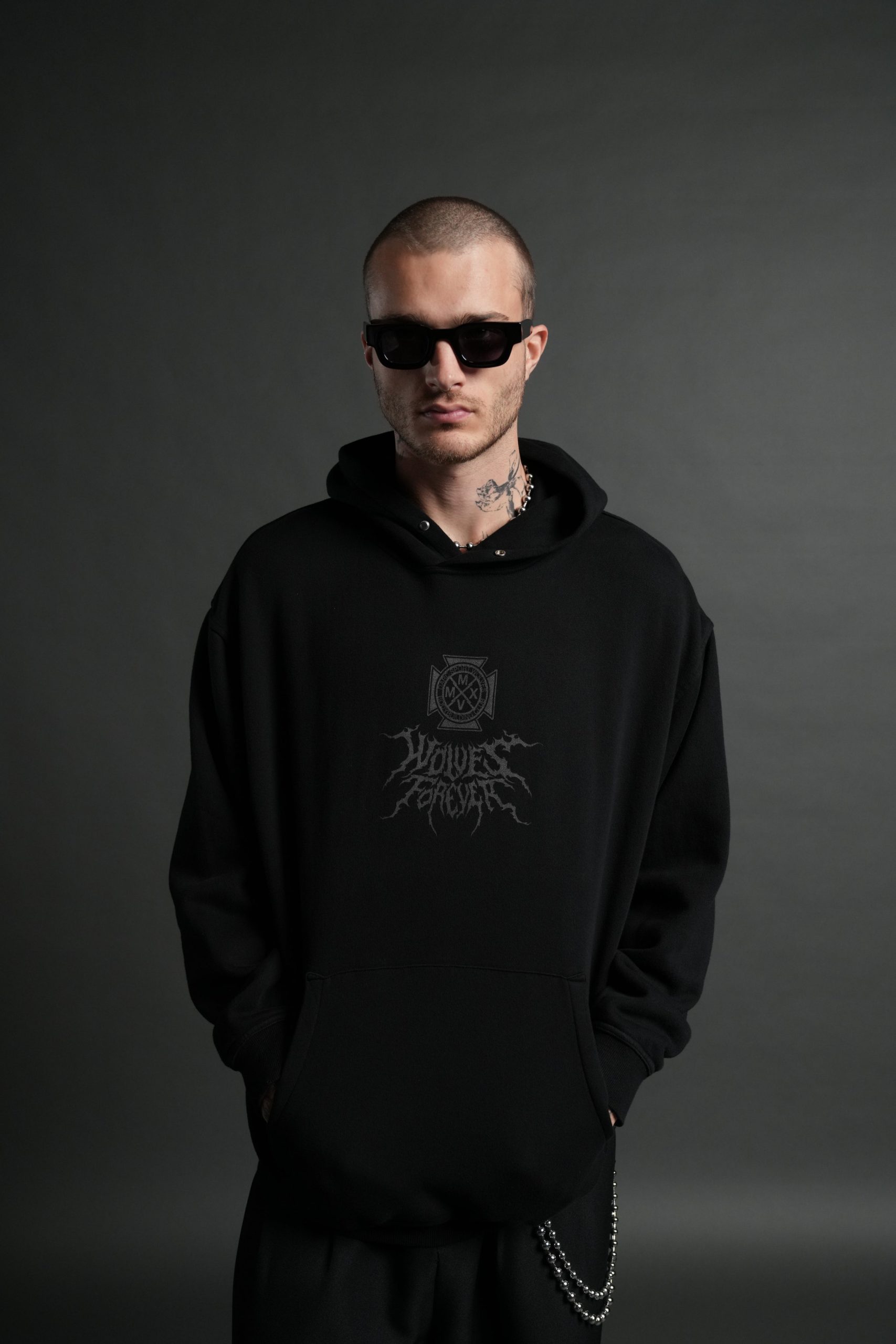 Dark Power Pierce Hoodie in Black - Image 2