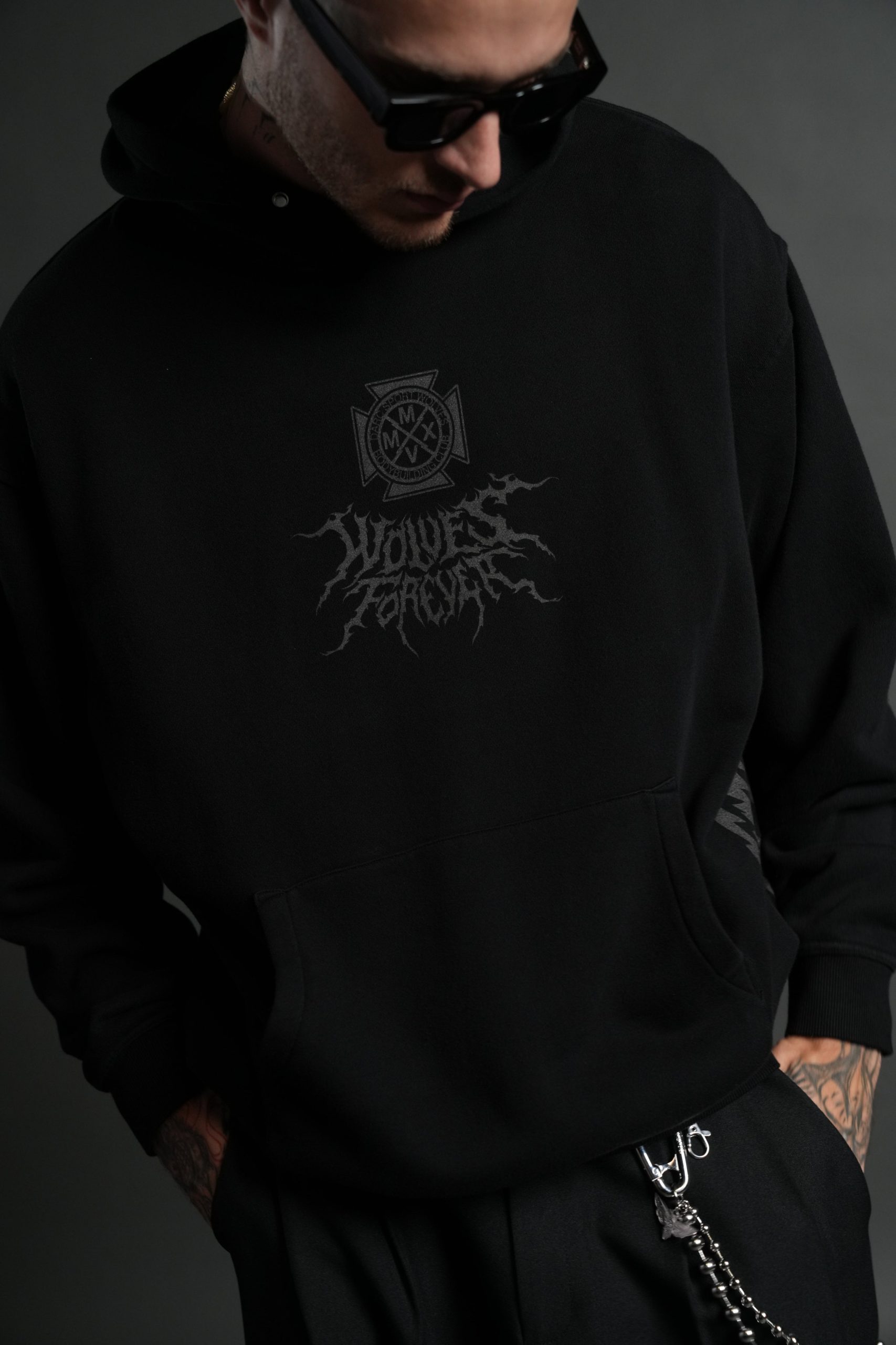 Dark Power Pierce Hoodie in Black - Image 8