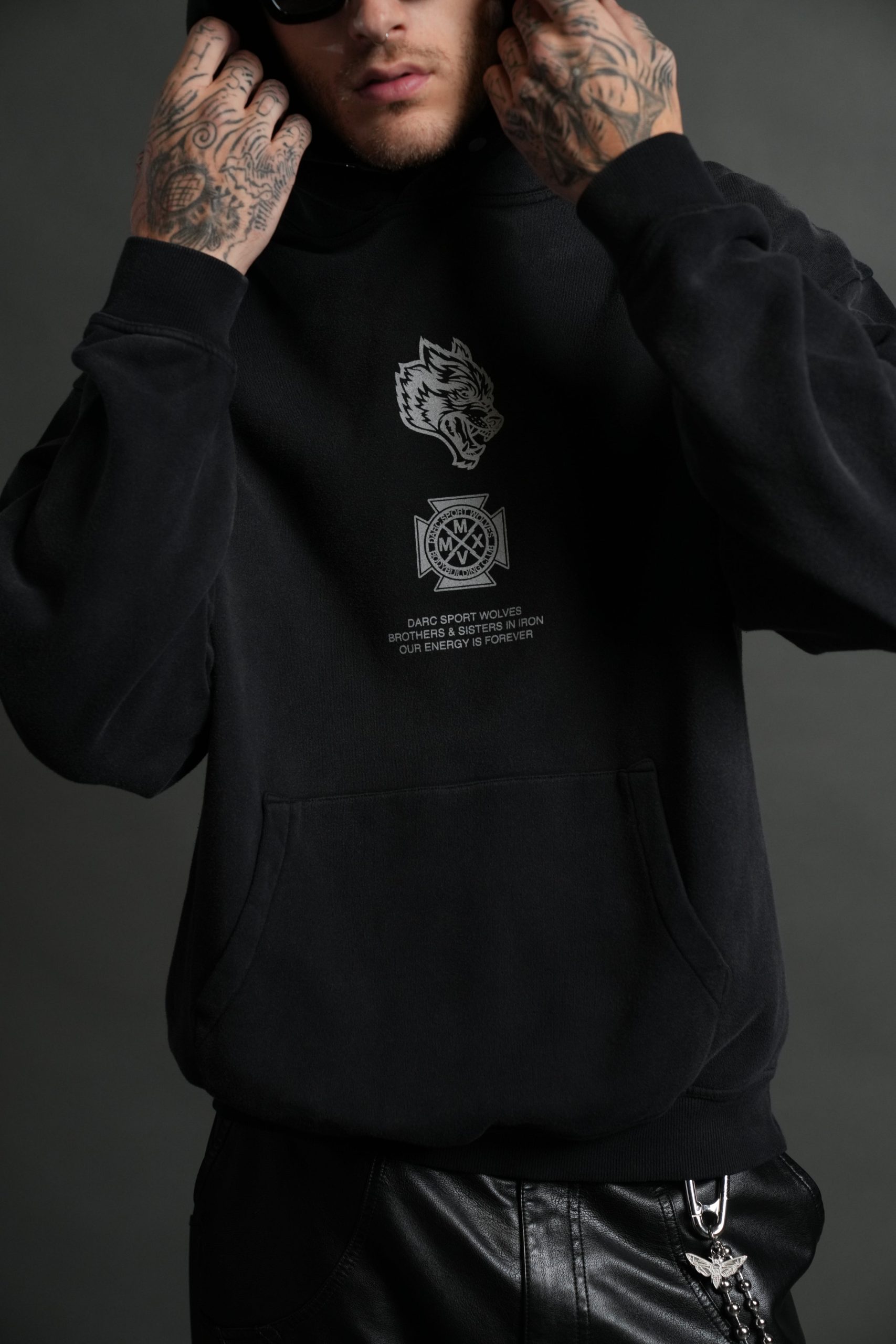 Ashes of the Dark V2 Pierce Hoodie in Black Drift Wash - Image 7