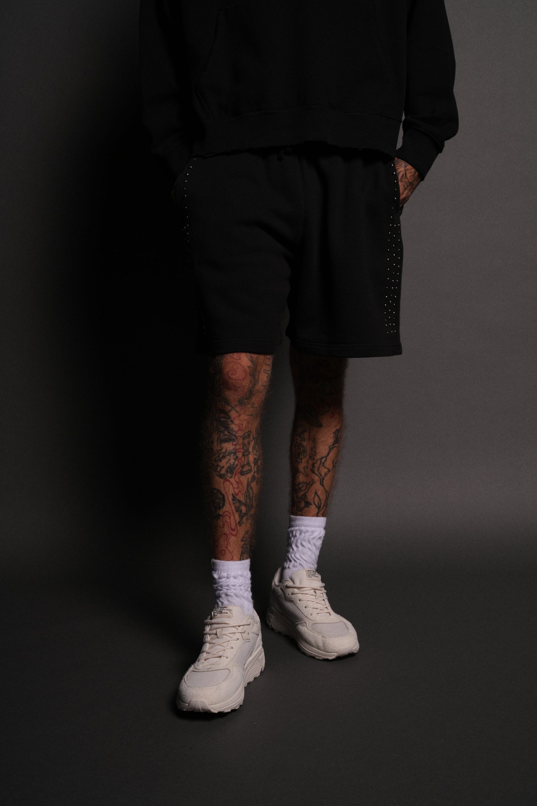Stud Wolf Post Lounge Sweat Shorts in Black - Image 3