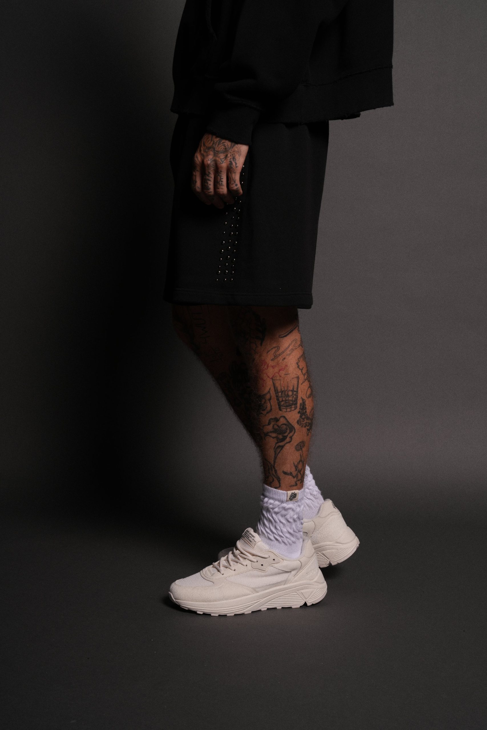Stud Wolf Post Lounge Sweat Shorts in Black - Image 4