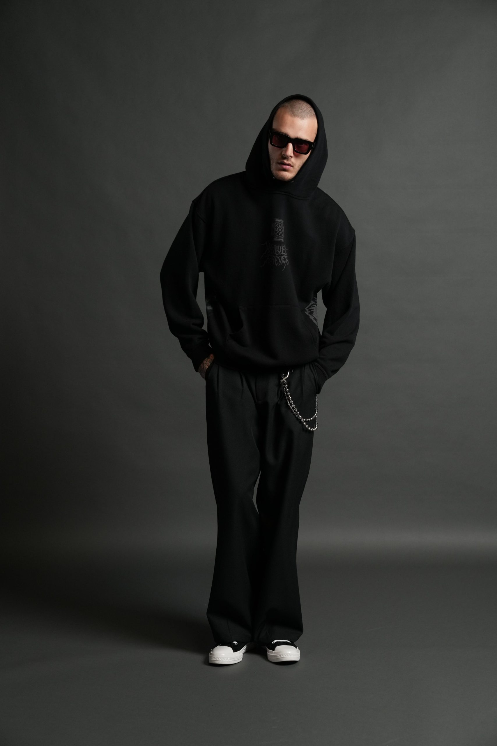Dark Power Pierce Hoodie in Black - Image 5