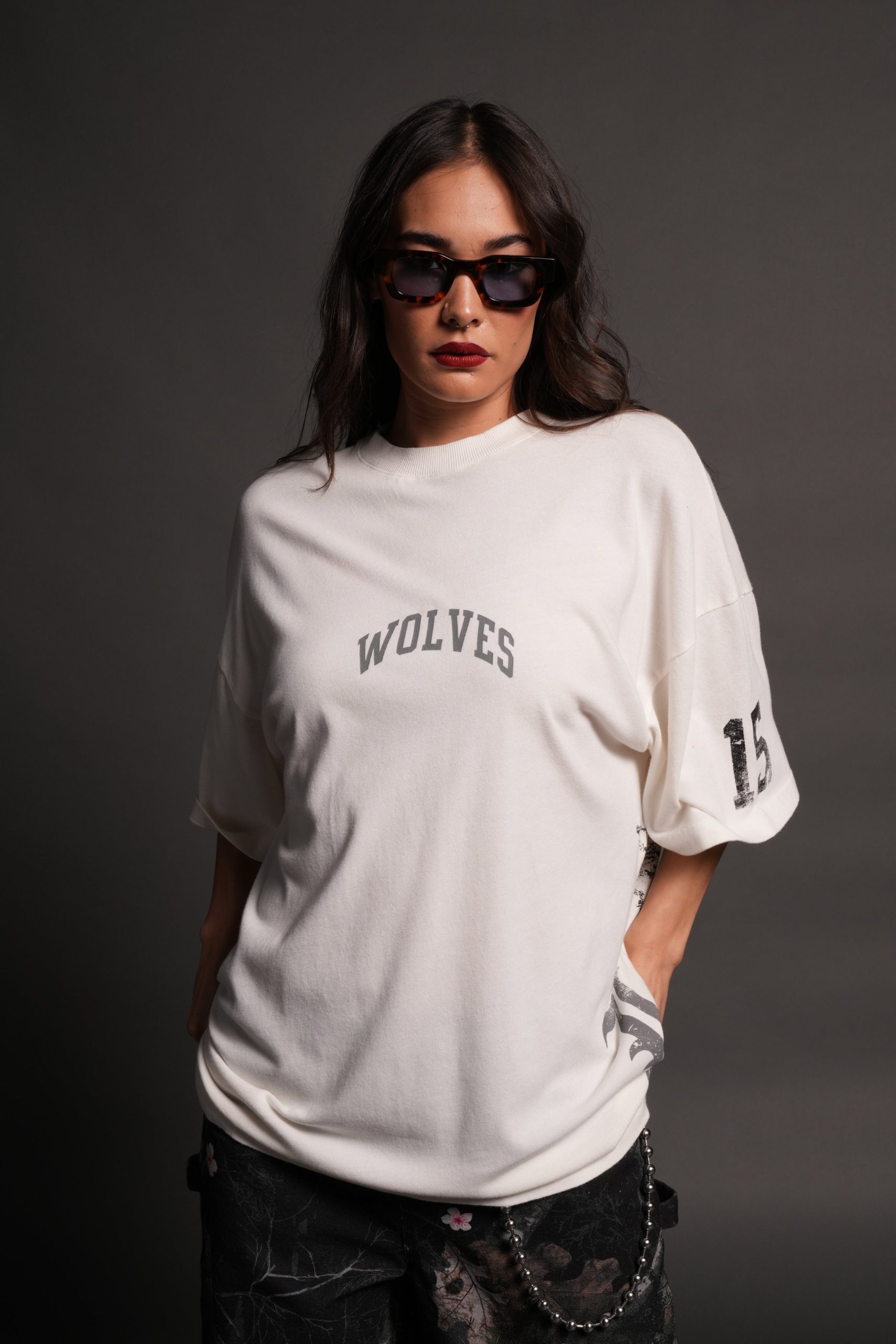 La Ca Frvr Premium Oversized Tee in Cream - Image 14
