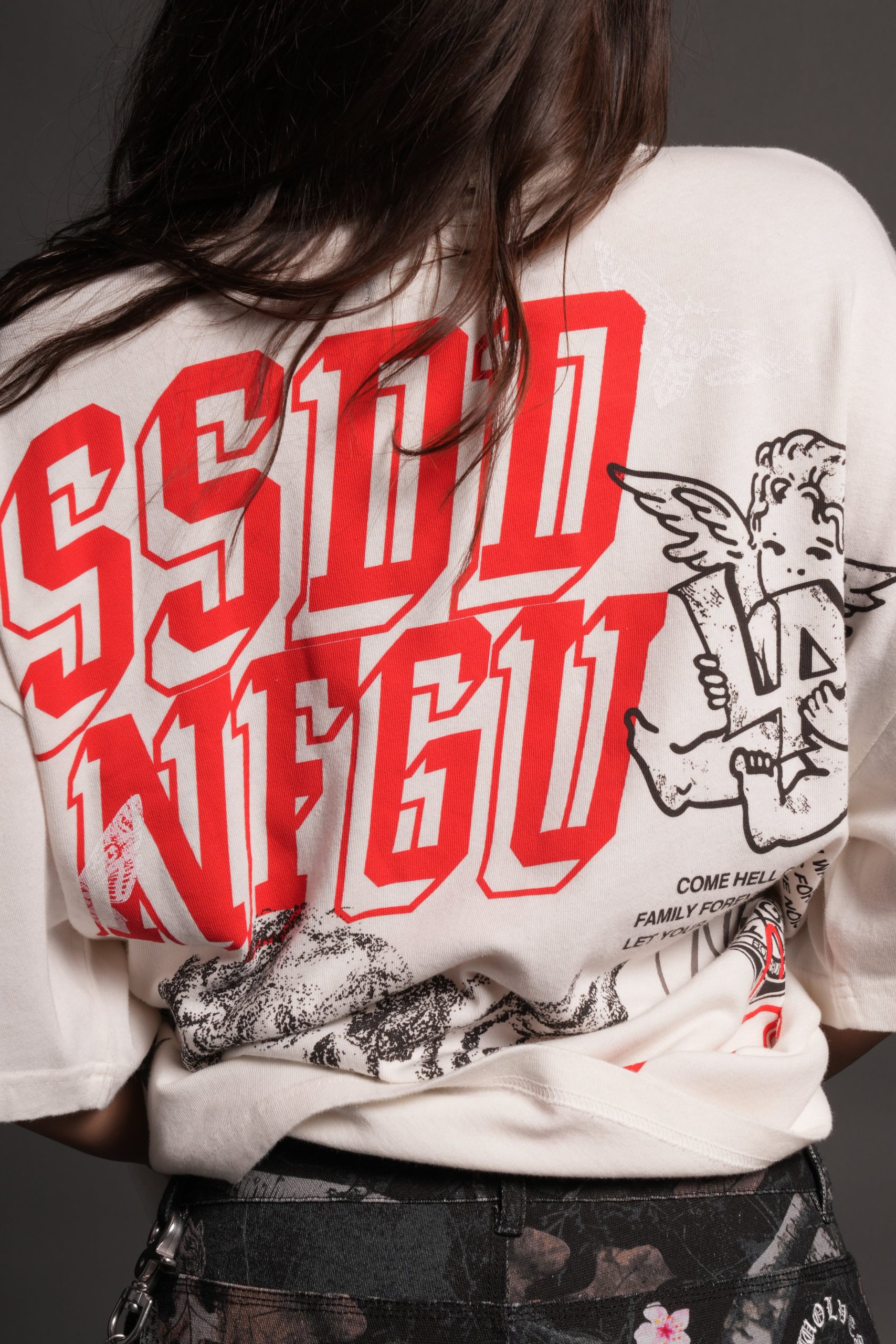 La Ca Frvr Premium Oversized Tee in Cream - Image 19
