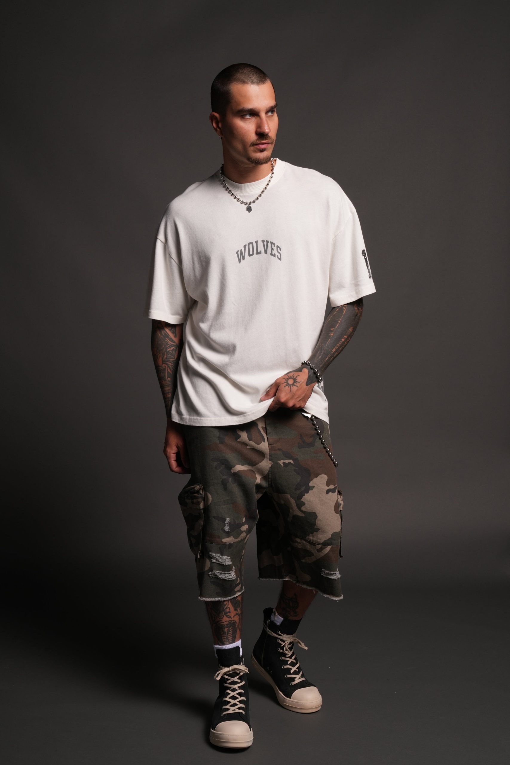 La Ca Frvr Premium Oversized Tee in Cream - Image 5