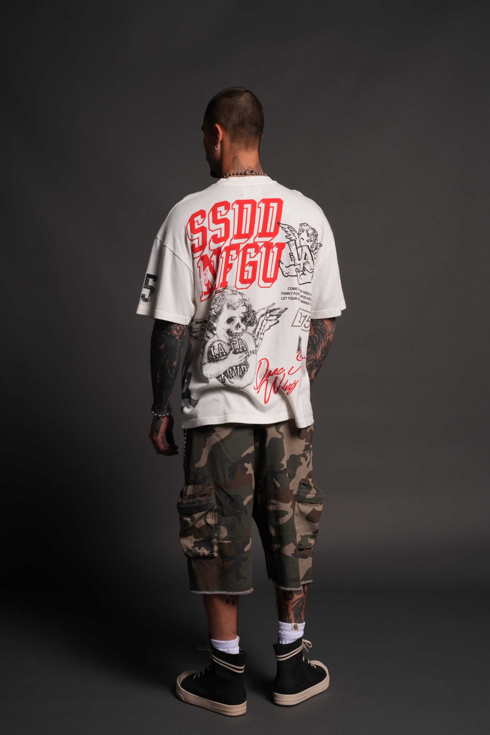 La Ca Frvr Premium Oversized Tee in Cream - Image 6