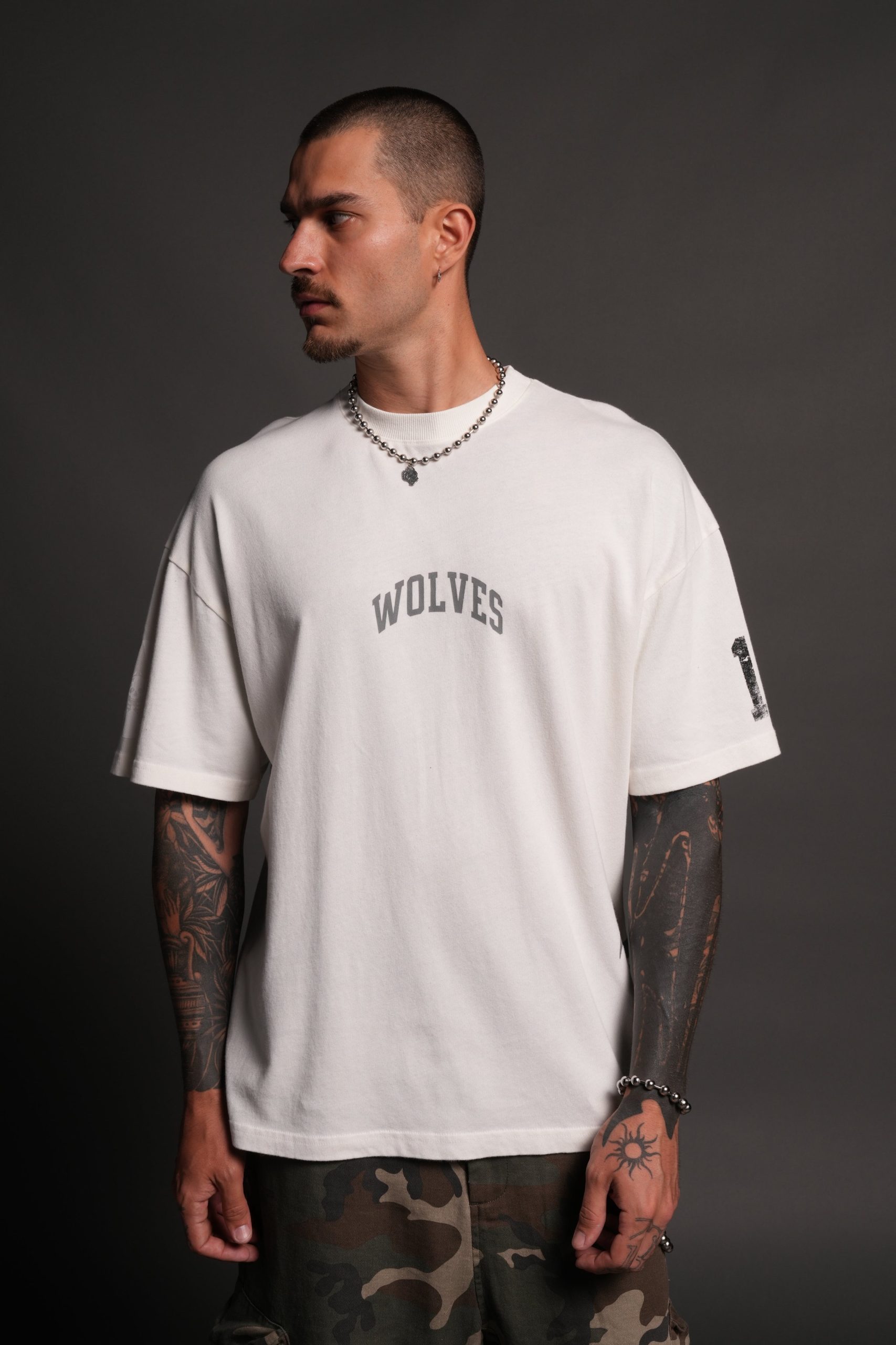 La Ca Frvr Premium Oversized Tee in Cream - Image 2