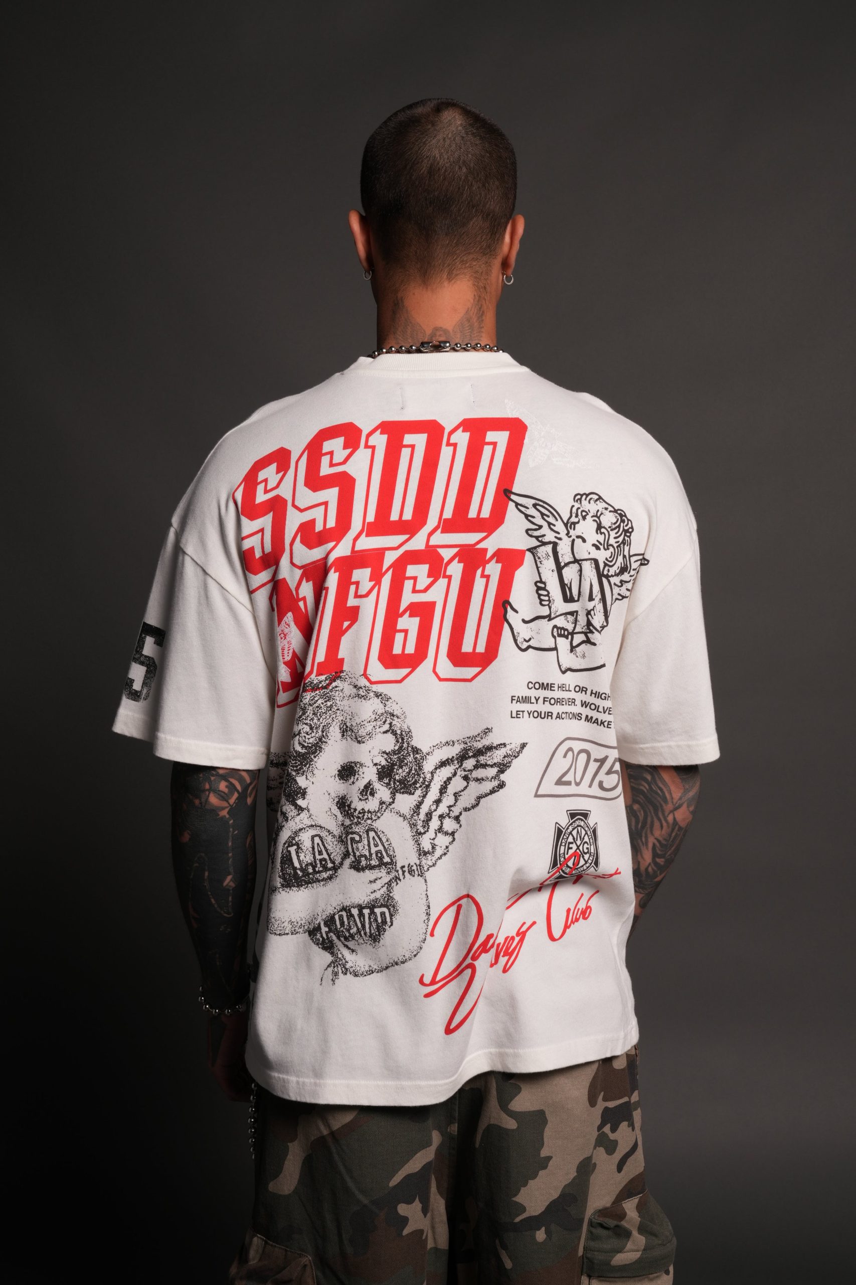 La Ca Frvr Premium Oversized Tee in Cream - Image 4