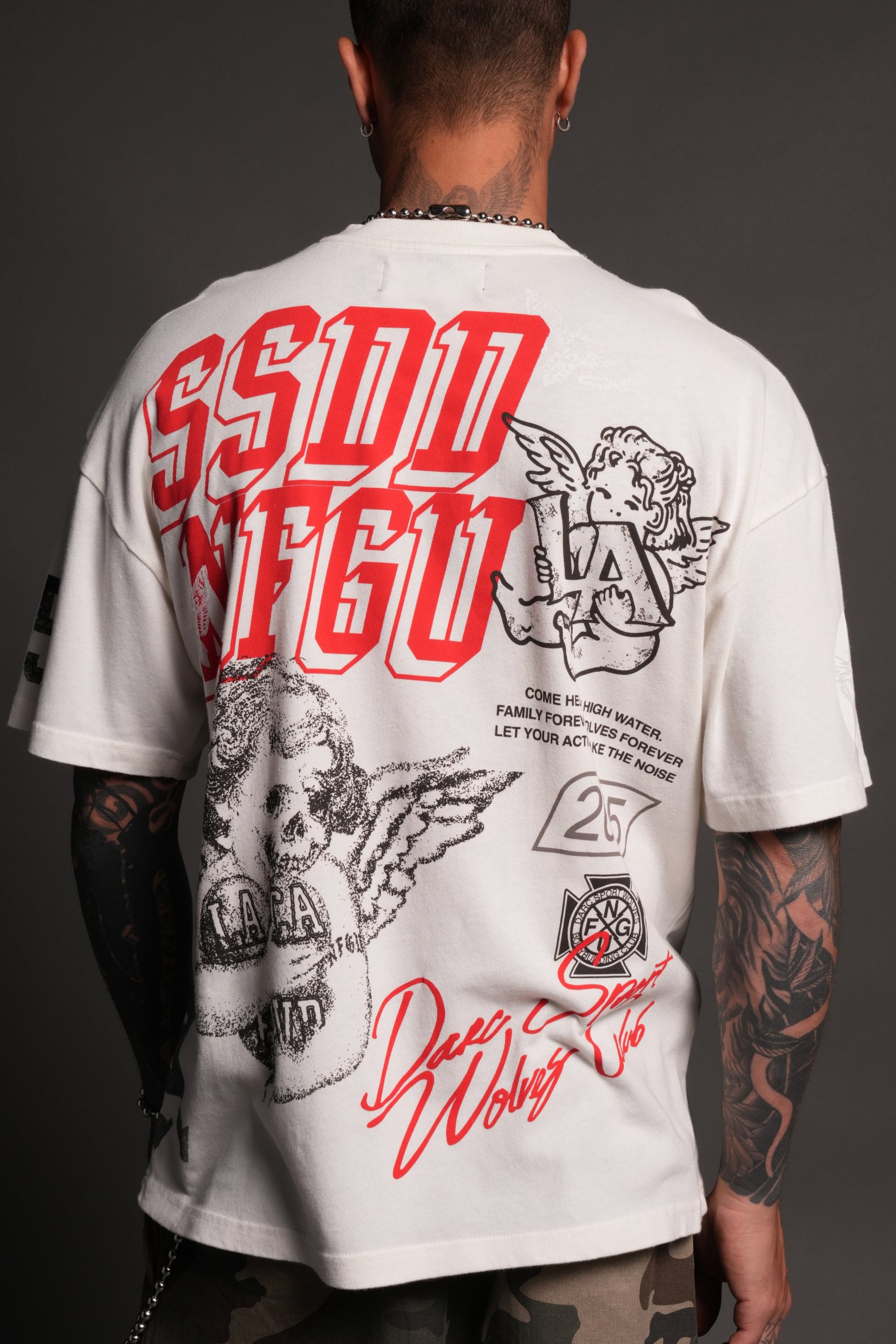 La Ca Frvr Premium Oversized Tee in Cream - Image 13