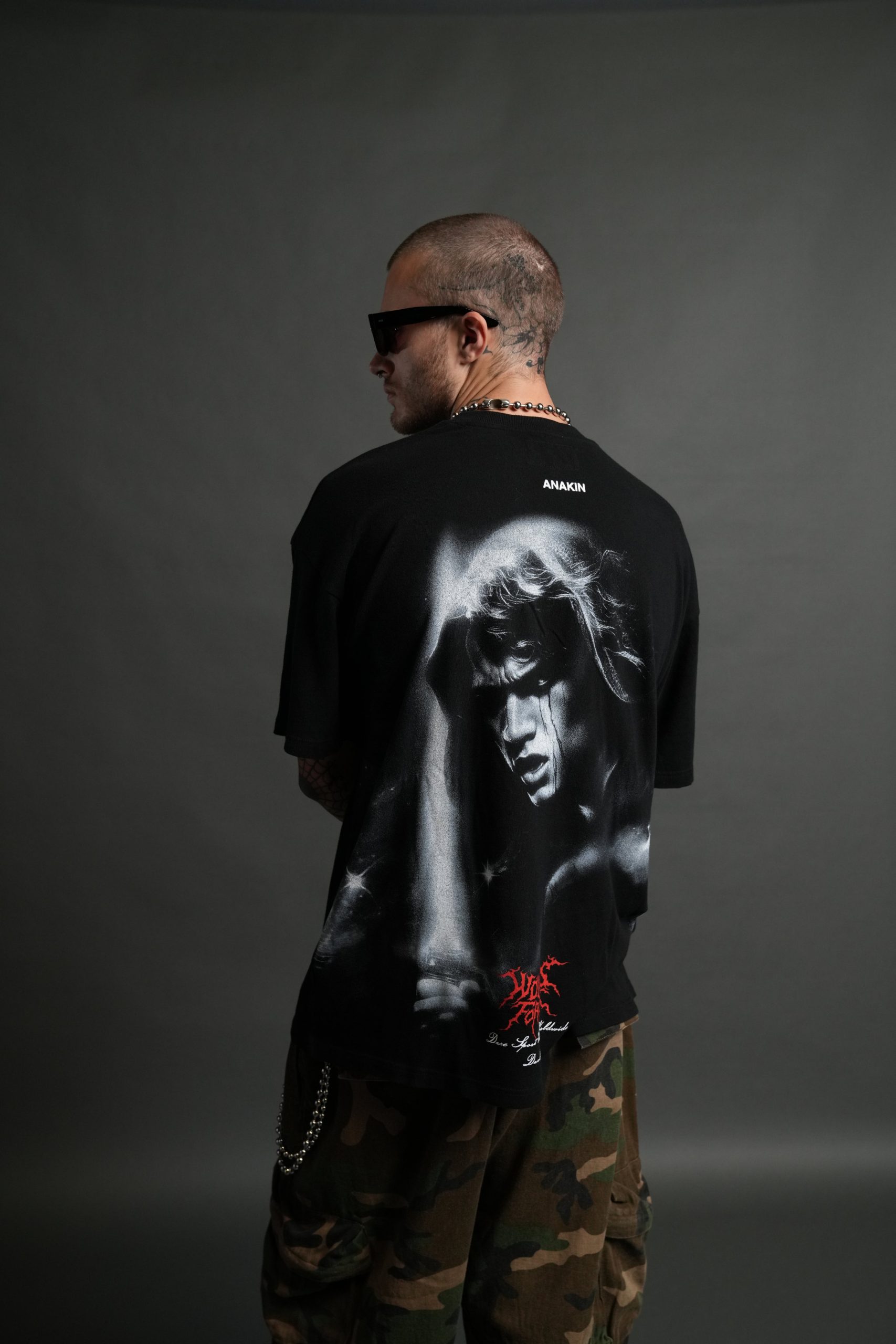 Dark Fate Side By Side Series Premium Oversized Tee in Black - Image 4