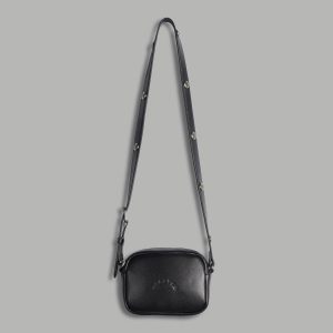 Wolves Chopper Blade Leather Side Bag in Black