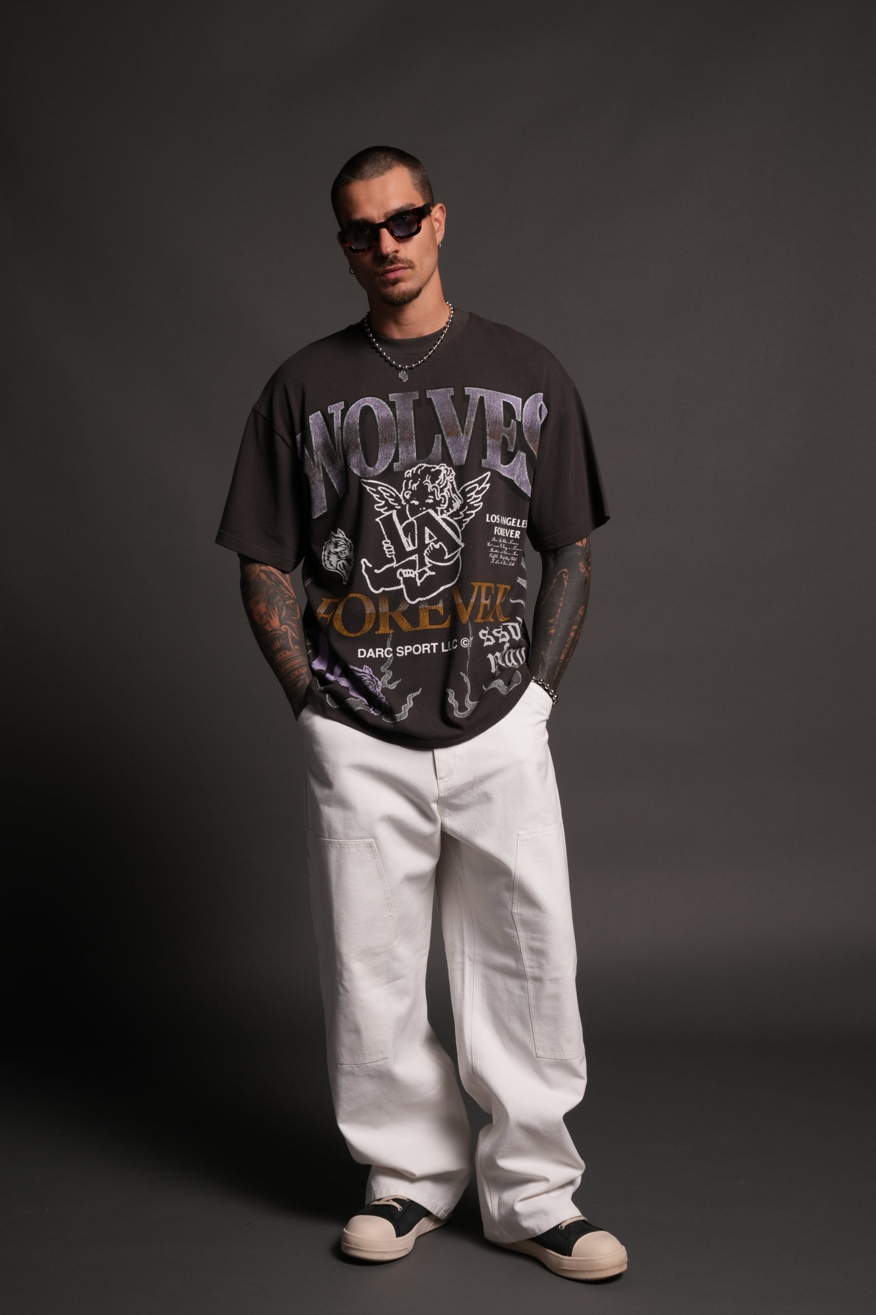 La Heritage Premium Oversized Tee in Wolf Gray - Image 11