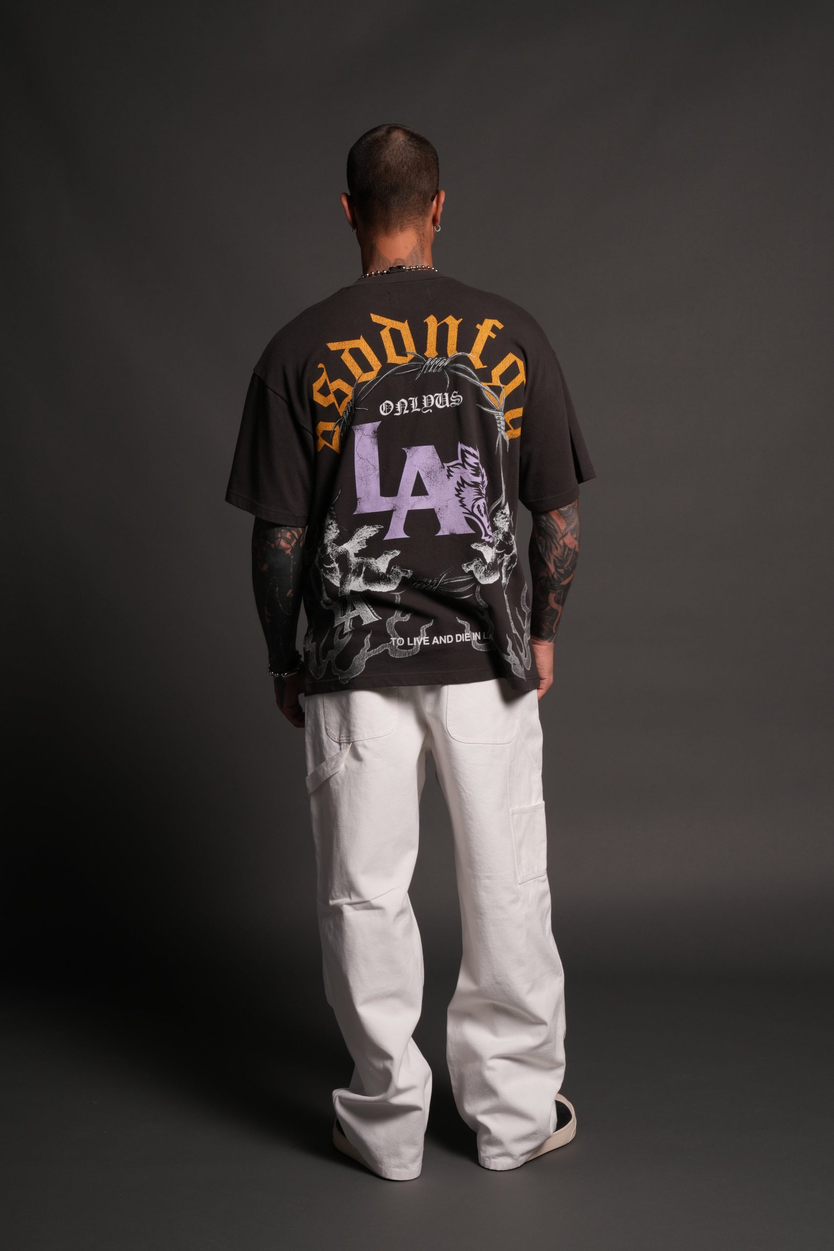 La Heritage Premium Oversized Tee in Wolf Gray - Image 12