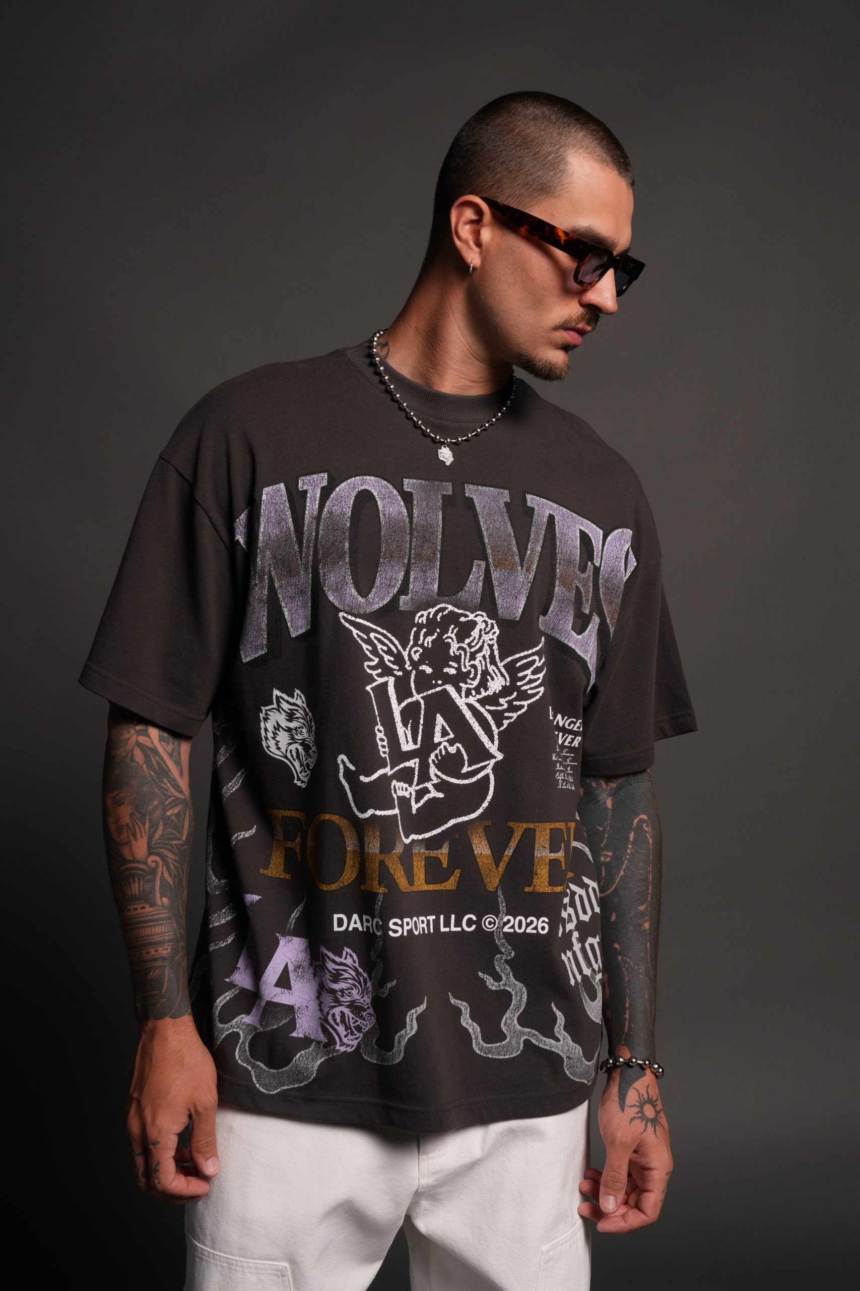 La Heritage Premium Oversized Tee in Wolf Gray - Image 9