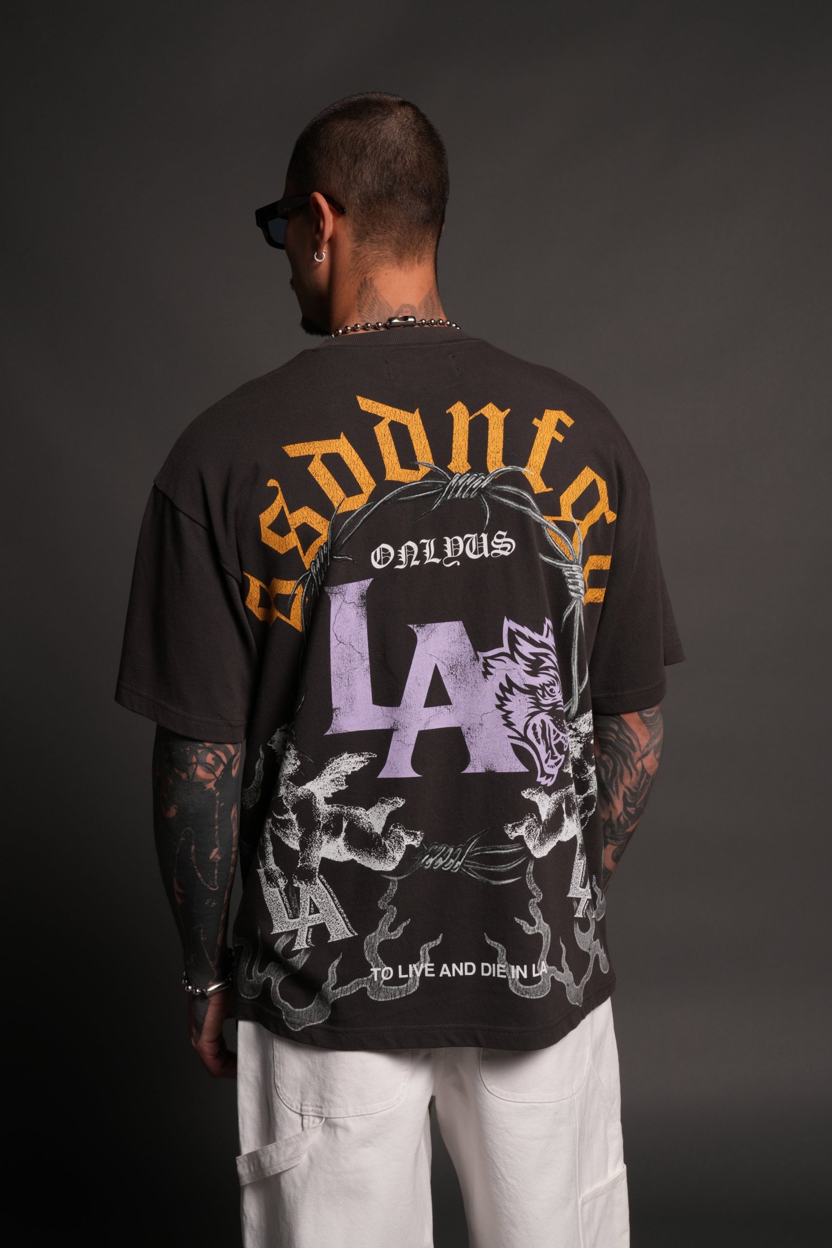 La Heritage Premium Oversized Tee in Wolf Gray - Image 10