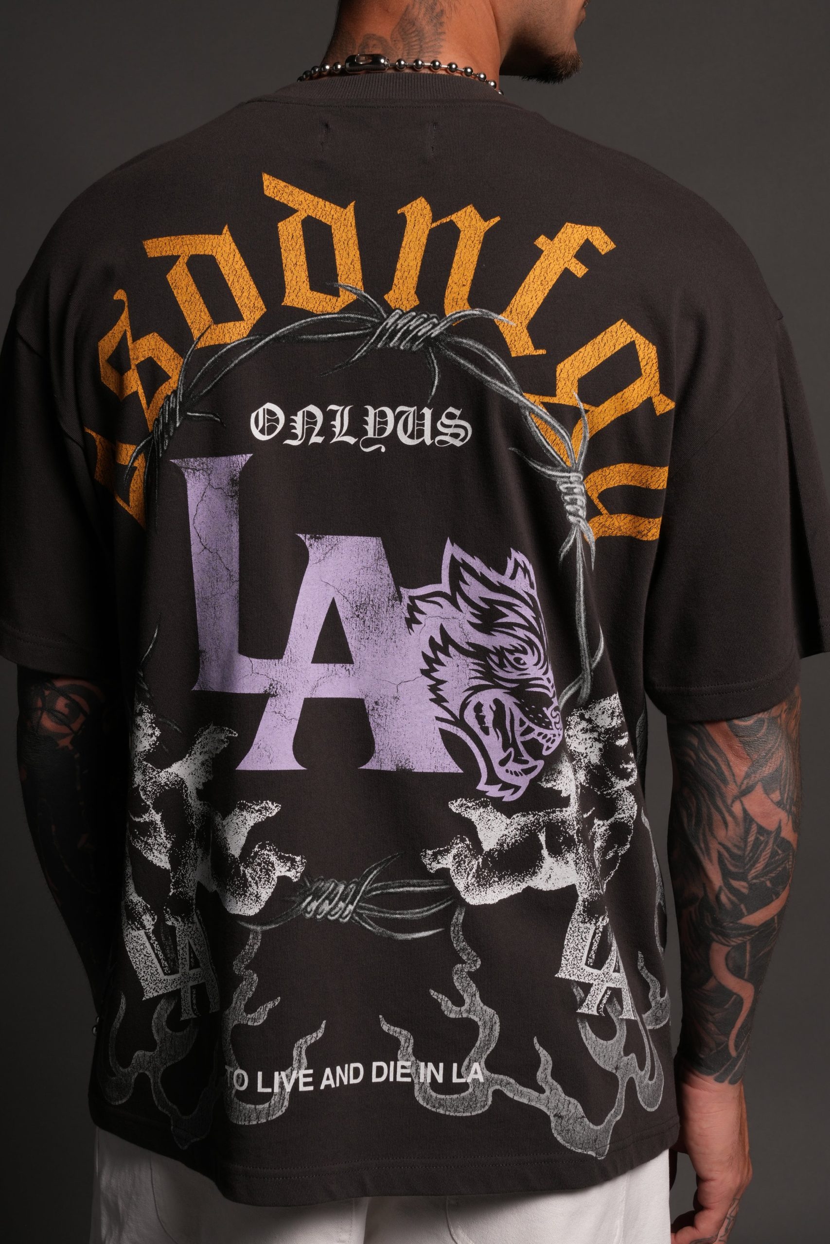 La Heritage Premium Oversized Tee in Wolf Gray - Image 14