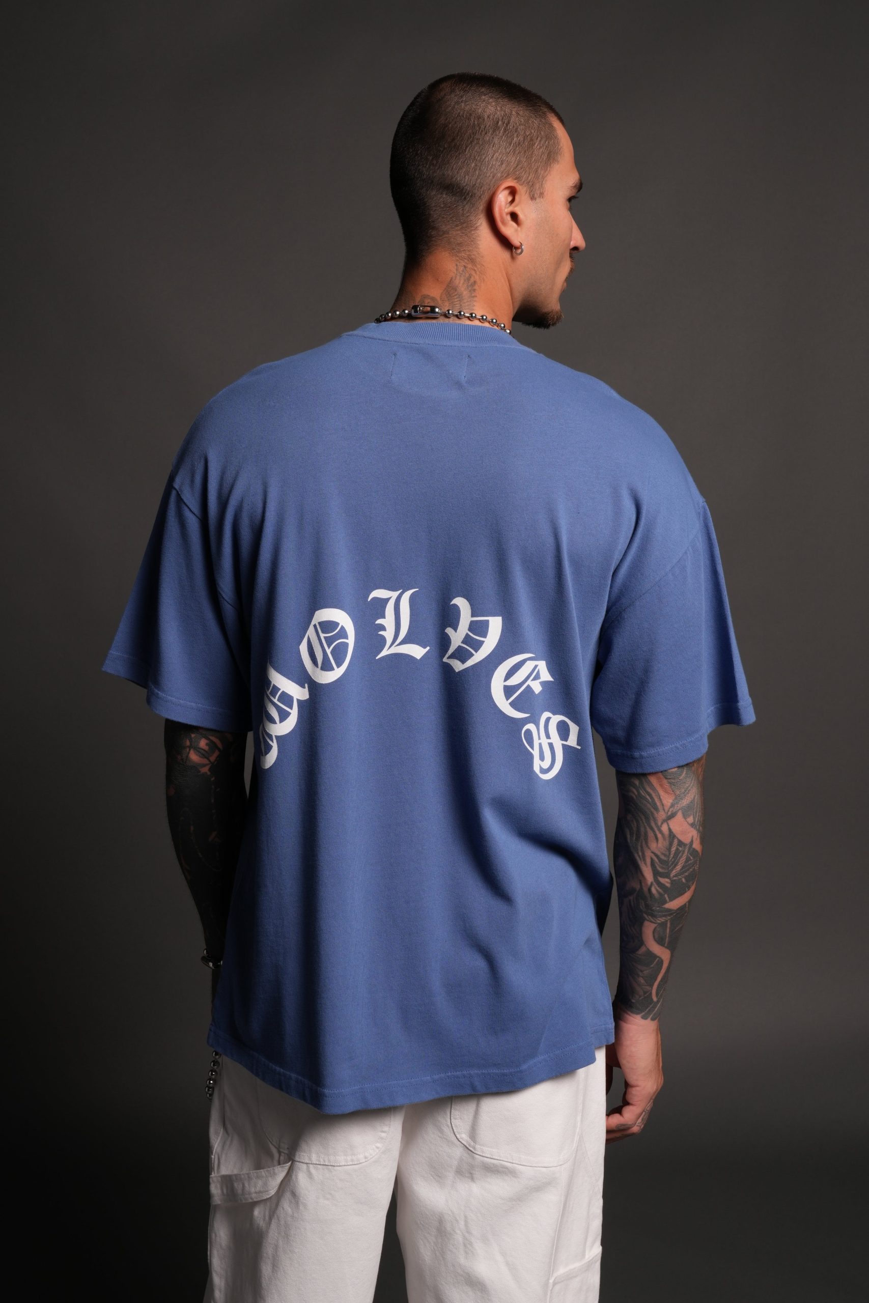 Los Cherub Premium Oversized Tee in La Blue - Image 2