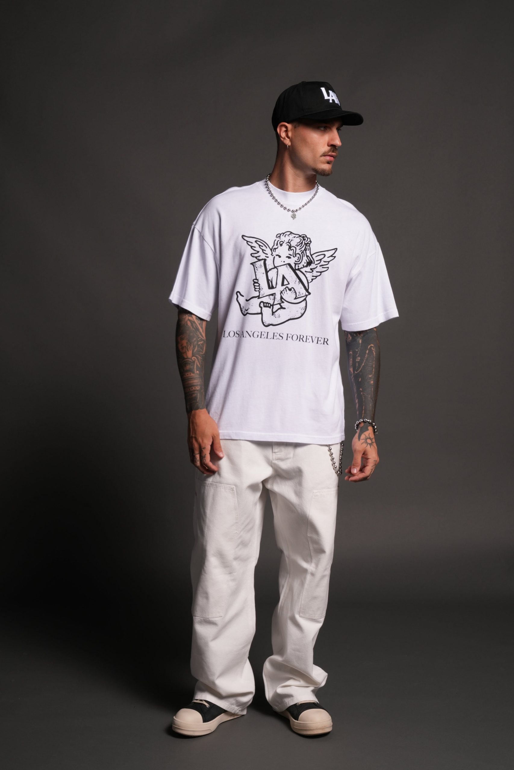 Los Cherub Premium Oversized Tee in White - Image 5