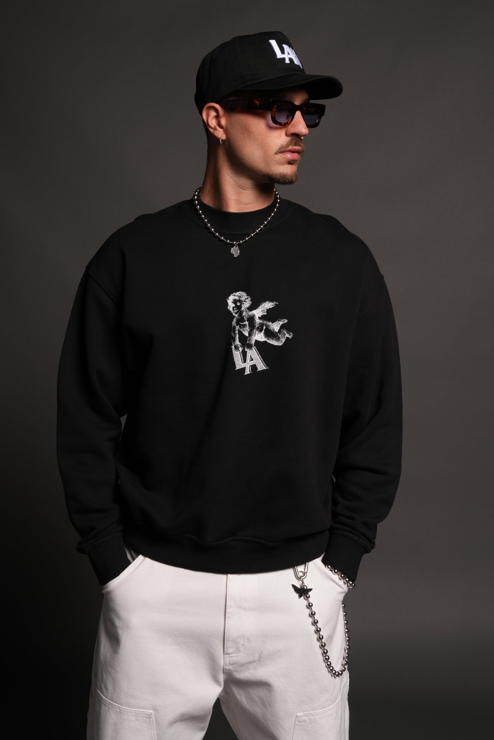 La Cherub London Crewneck in Black - Image 2
