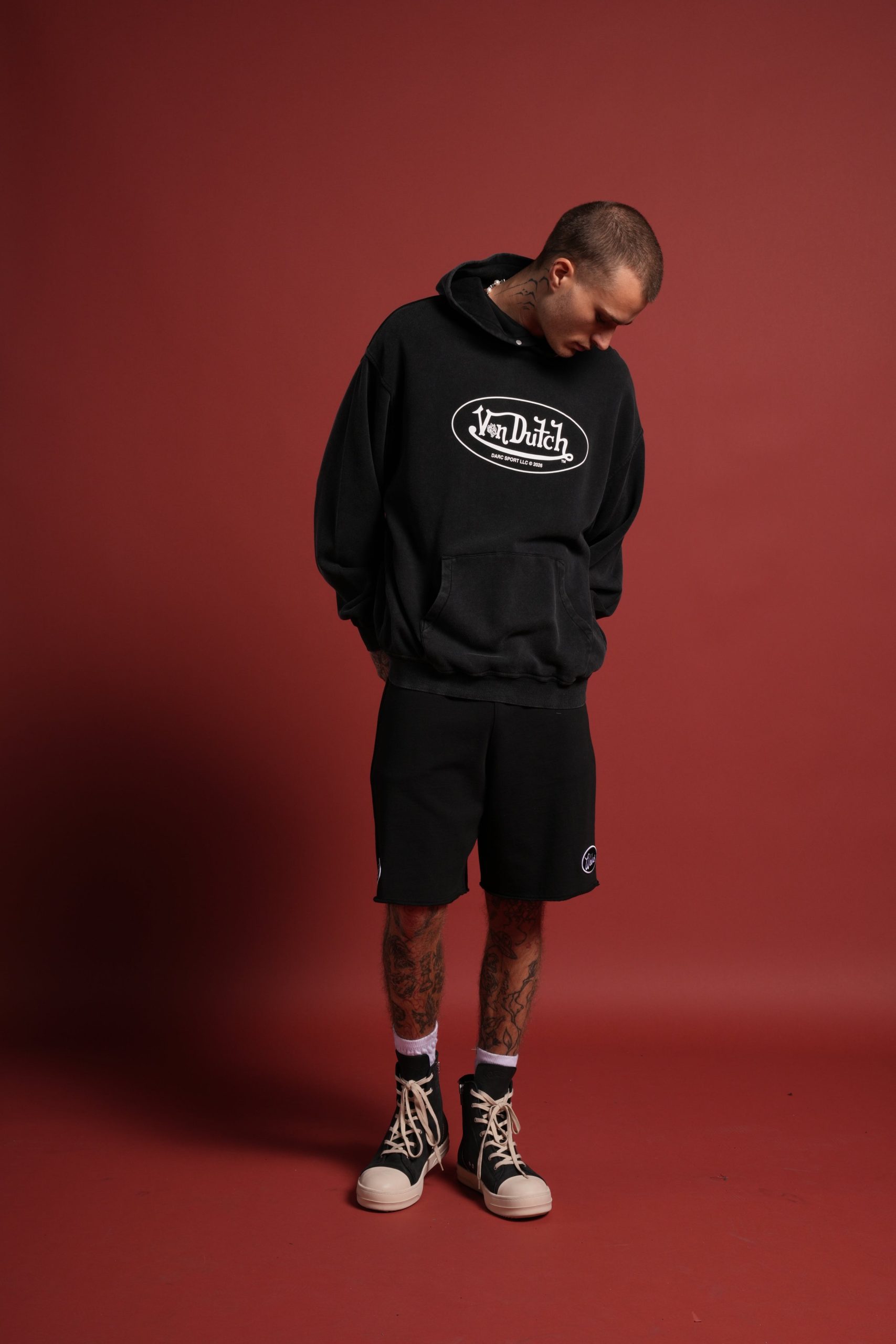Rebel Heritage Grunge Oversized Raw Hem Post Lounge Sweat Shorts in Black - Image 6